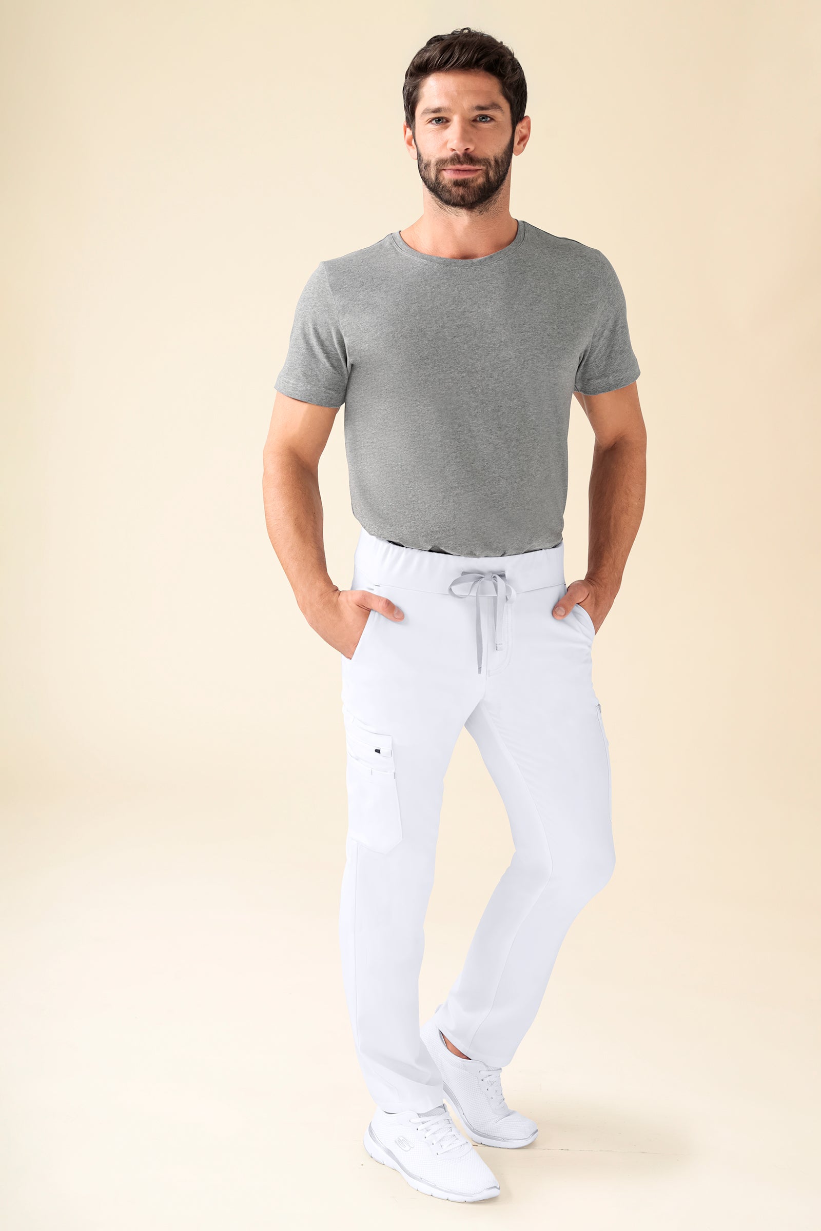 KAERE Pantalon Homme - avec poches cargo Taille courte blanc