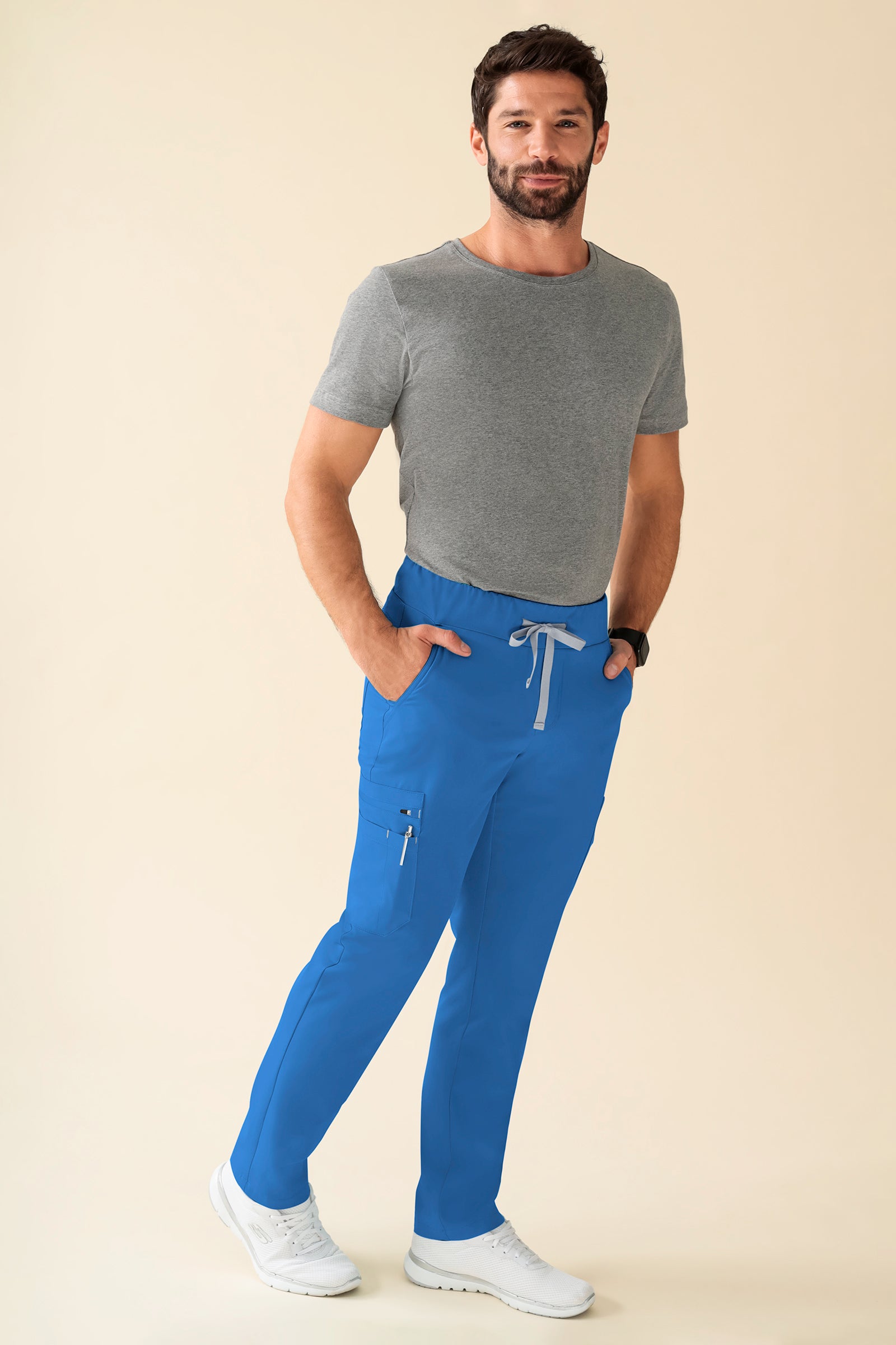 KAERE Pantalon Homme - avec poches cargo Taille courte bleu, Vue de face