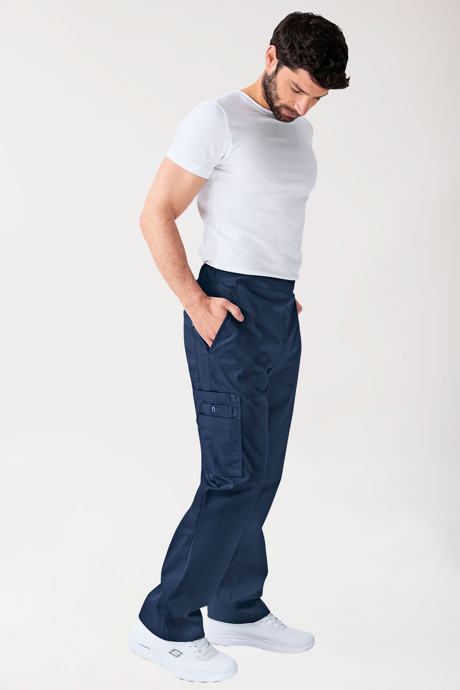 CLINIC STRETCH Pantalon mixte - Poche sur la jambe Taille courte bleu navy