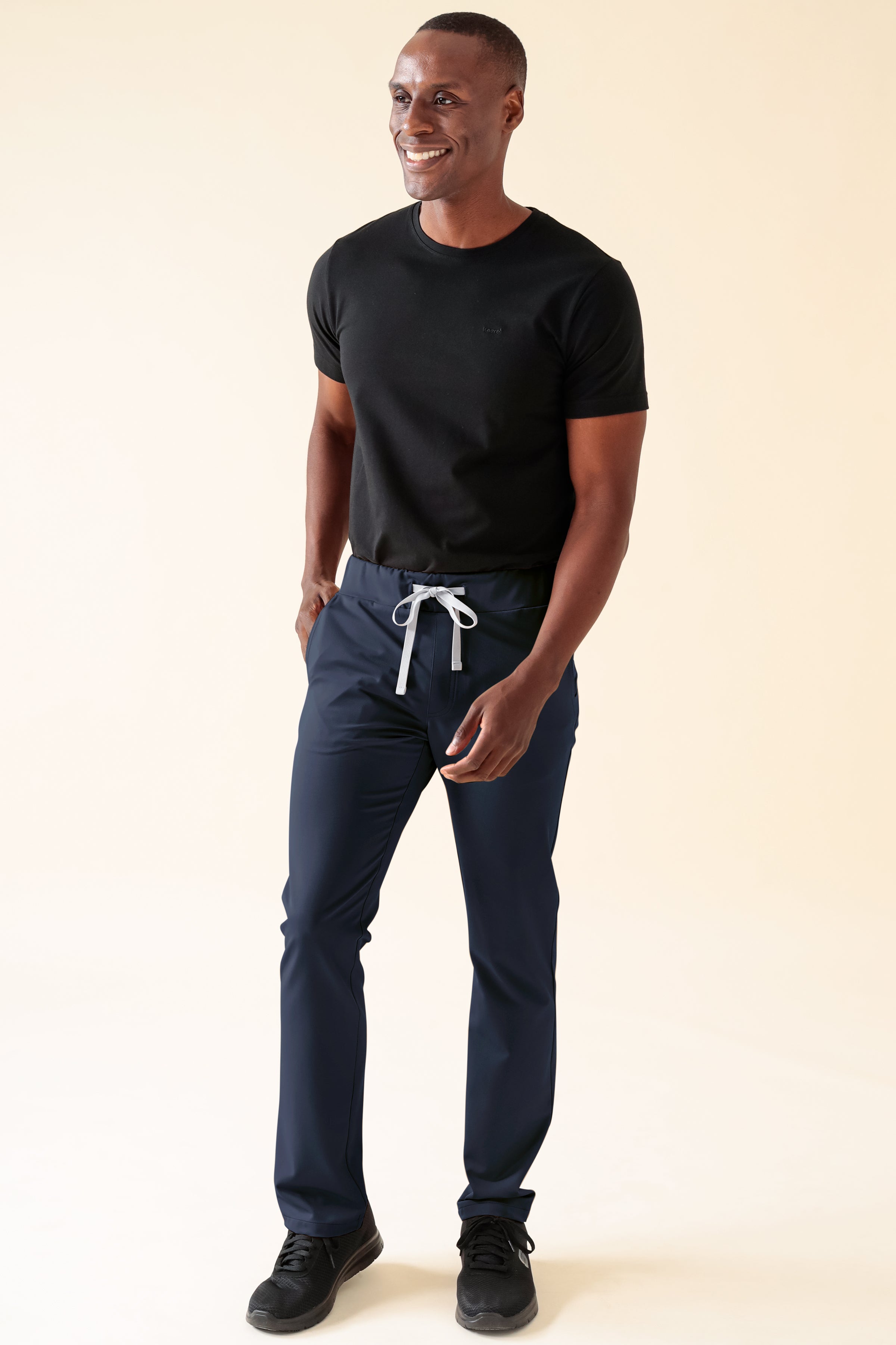 KAERE Pantalon Homme - sans poche cargo bleu navy, Vue de face