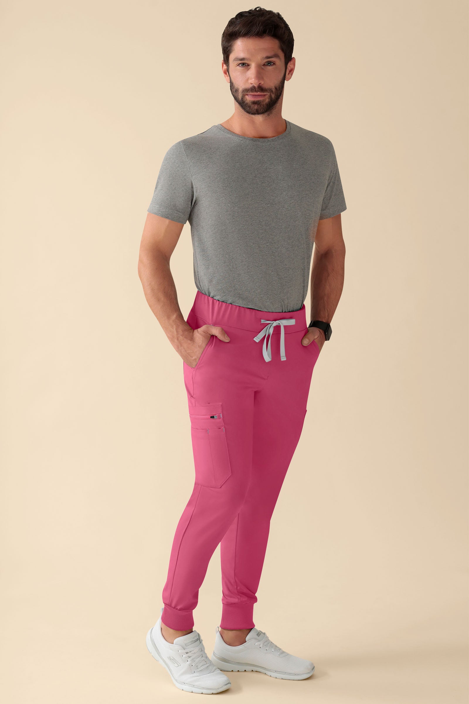 KAERE Pantalon Homme - Bord au bas des jambes Taille courte bois de rose