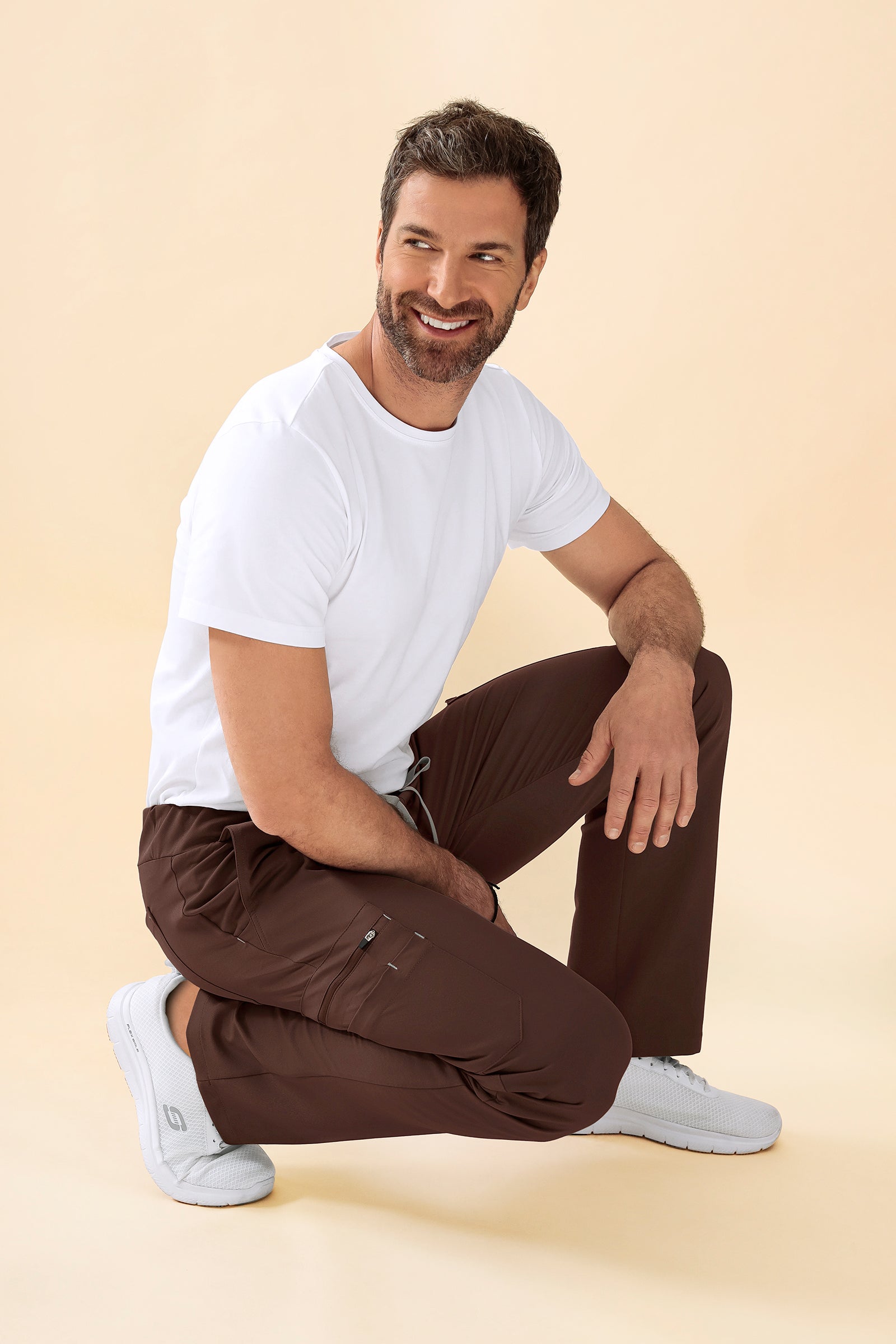 KAERE Pantalon Homme - avec poches cargo coffee