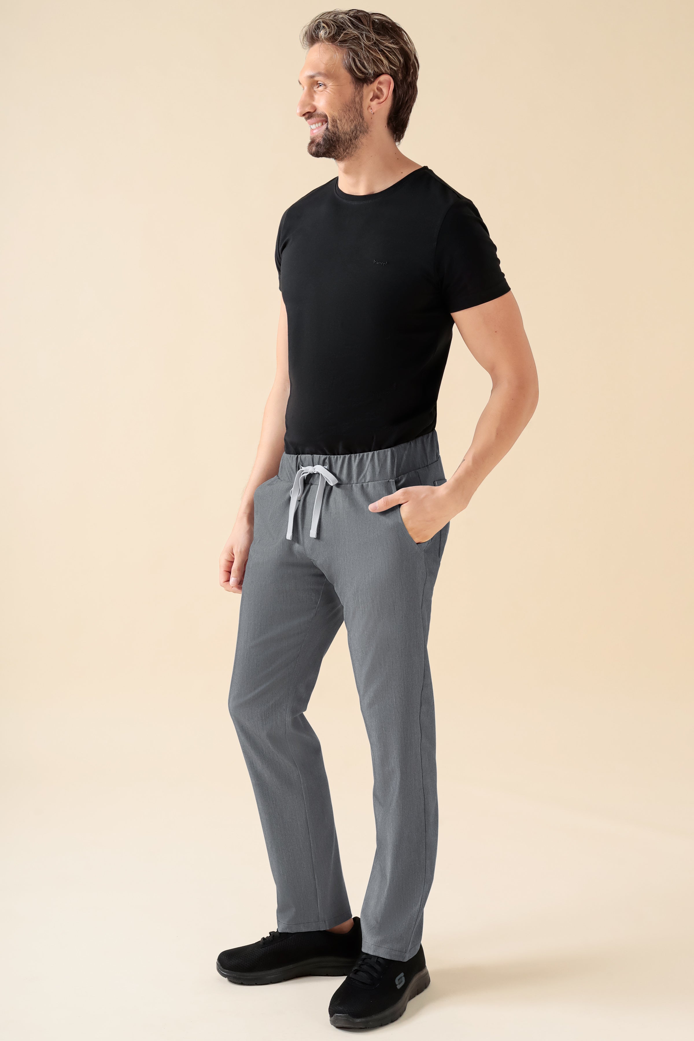 KAERE Pantalon Homme - sans poche cargo gris chiné, Vue de face