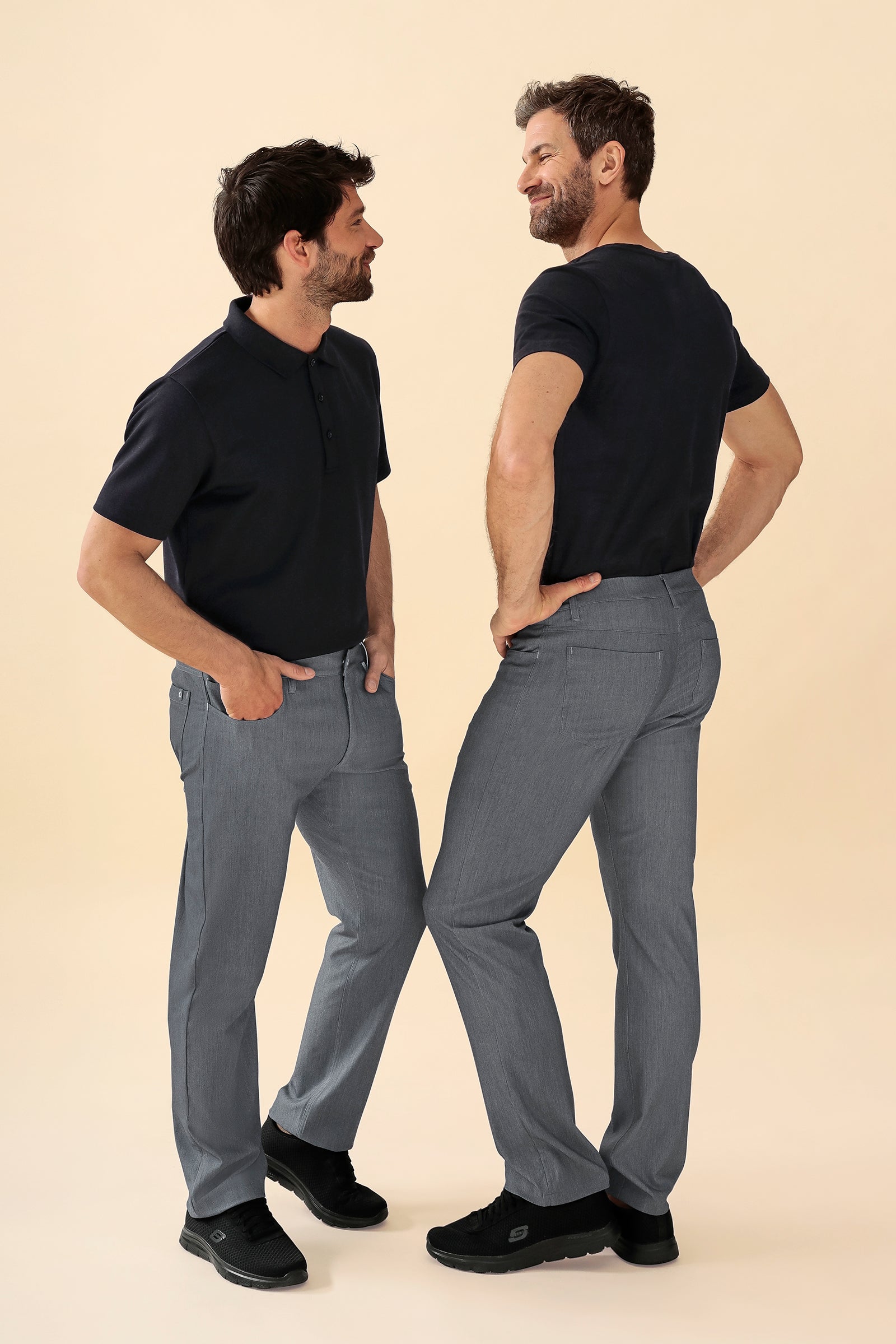 KAERE Pantalon Homme - 5 poches gris chiné