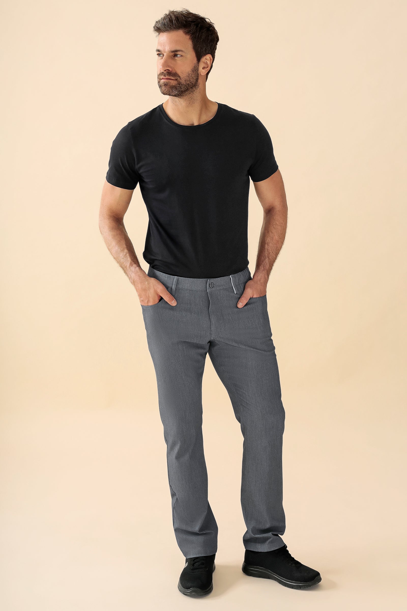 KAERE Pantalon Homme - 5 poches gris chiné