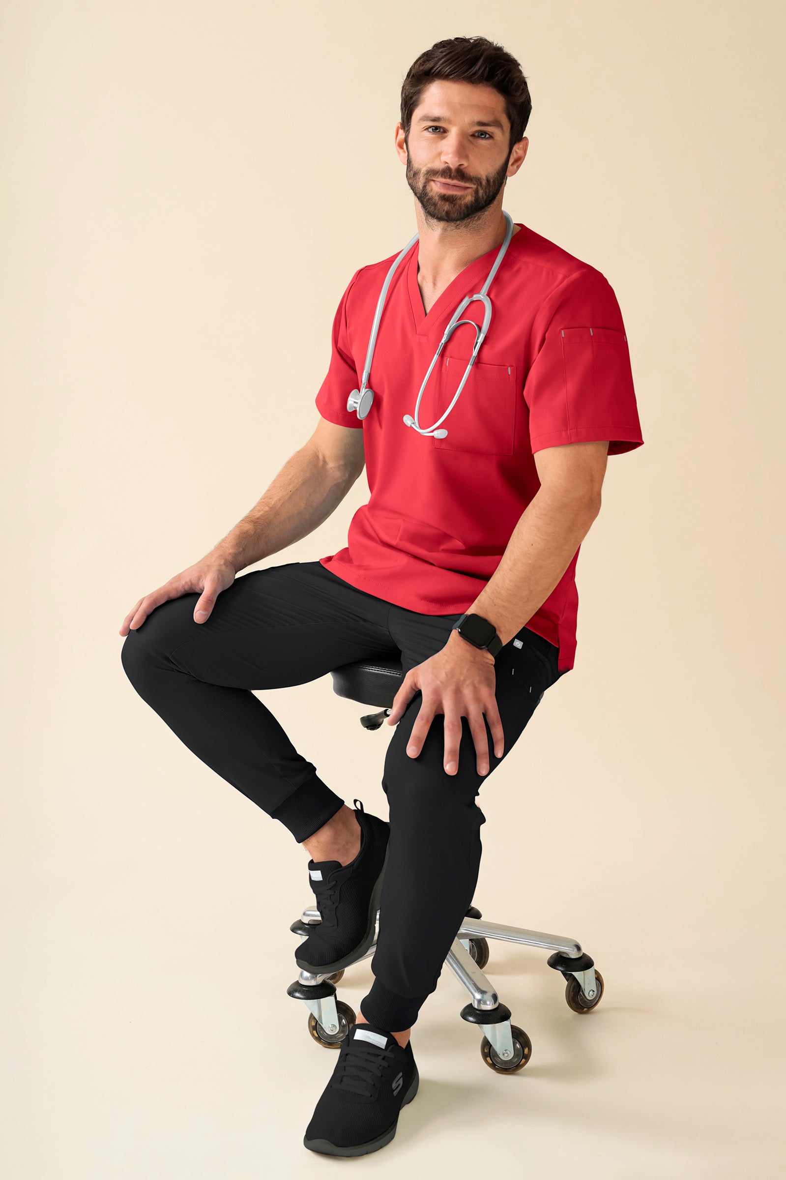 KAERE Pantalon Homme - avec poches cargo et ourlets côtelés Taille courte noir