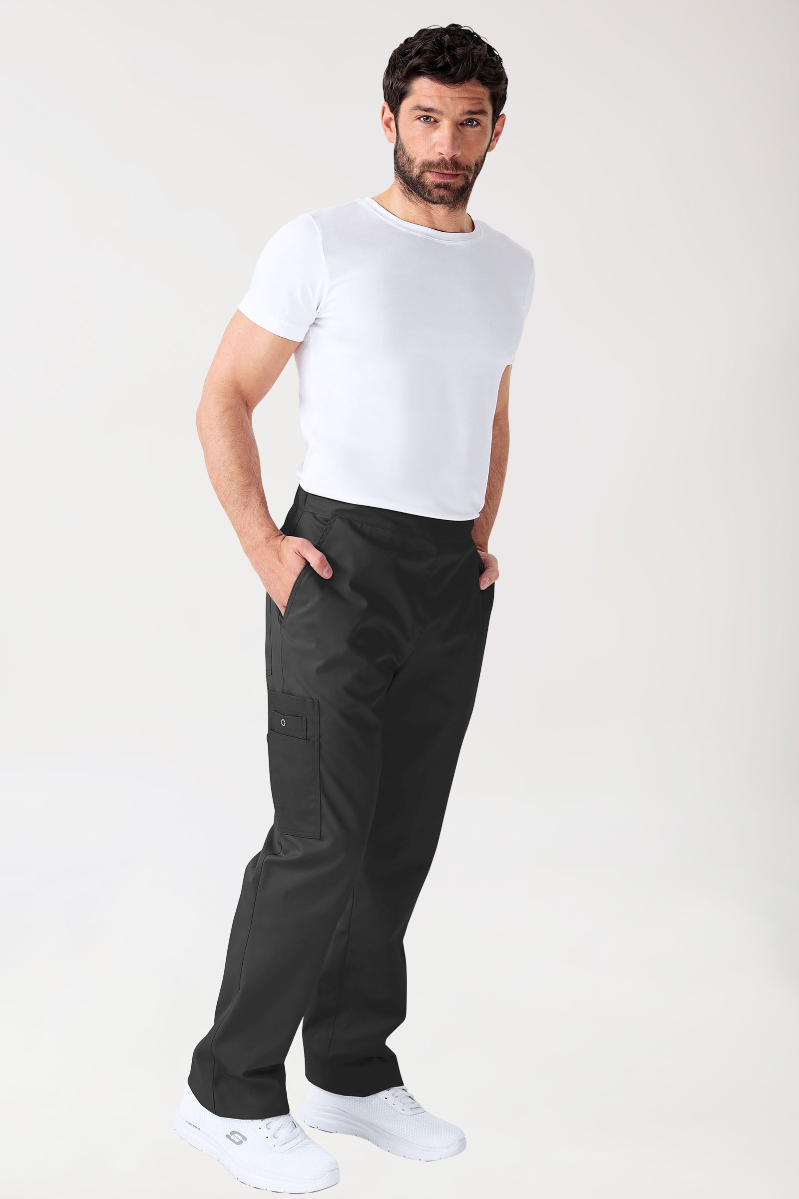 CLINIC STRETCH Pantalon mixte - Poche sur la jambe Taille courte noir