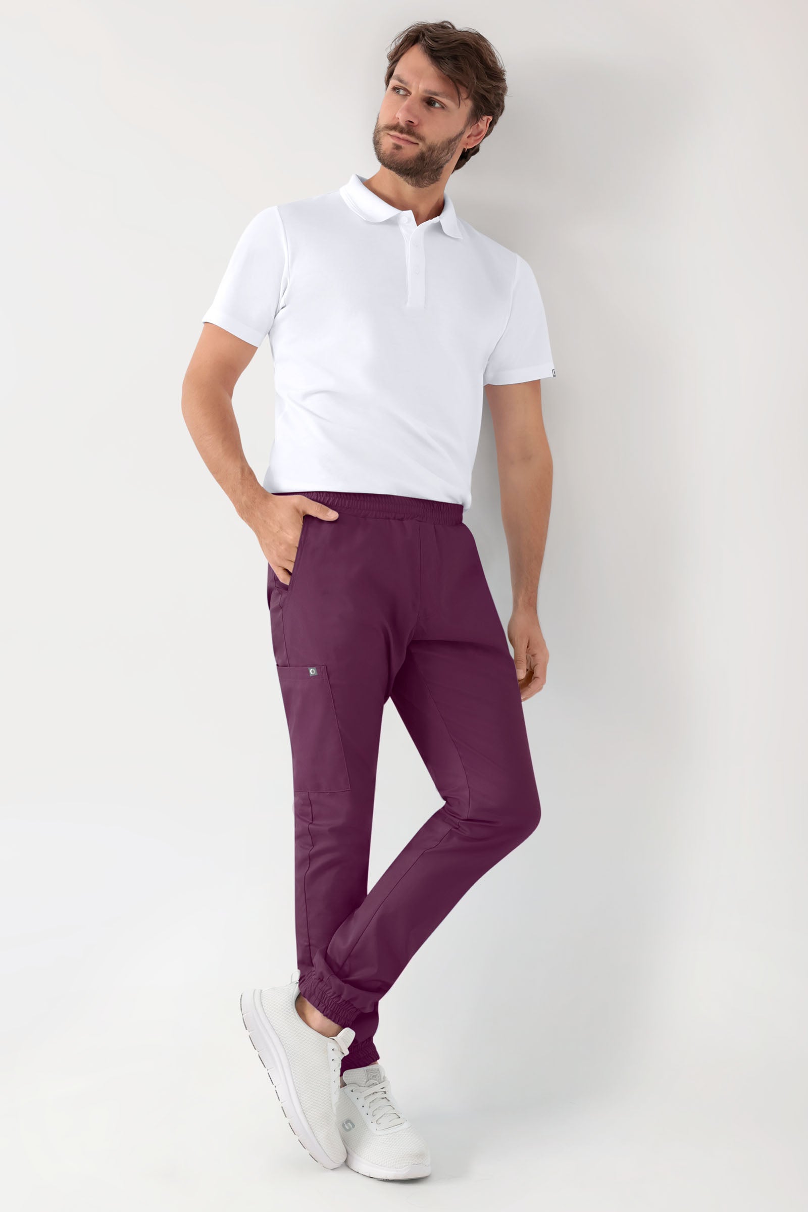GREEN Pantalon Stretch Homme - Style Jogpant prune, Vue de face