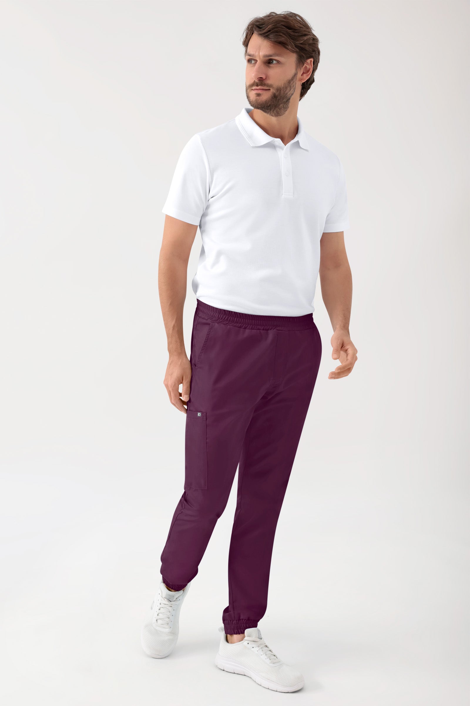 GREEN Pantalon Stretch Homme - Style Jogpant prune, Vue de face