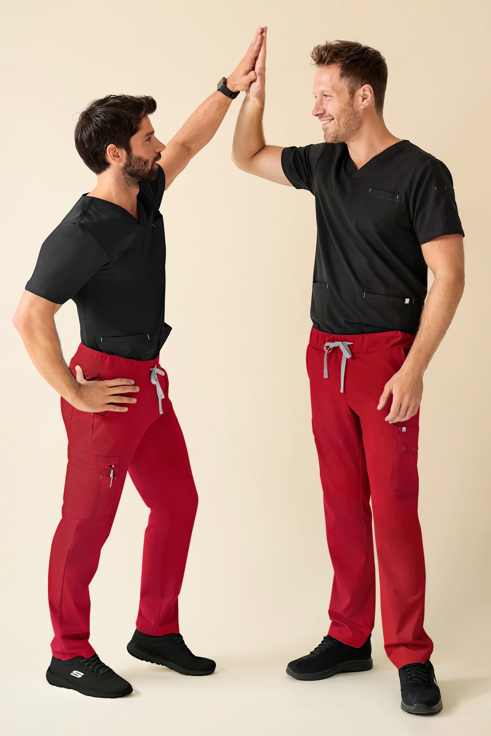 KAERE Pantalon Homme - avec poches cargo Taille courte rouge