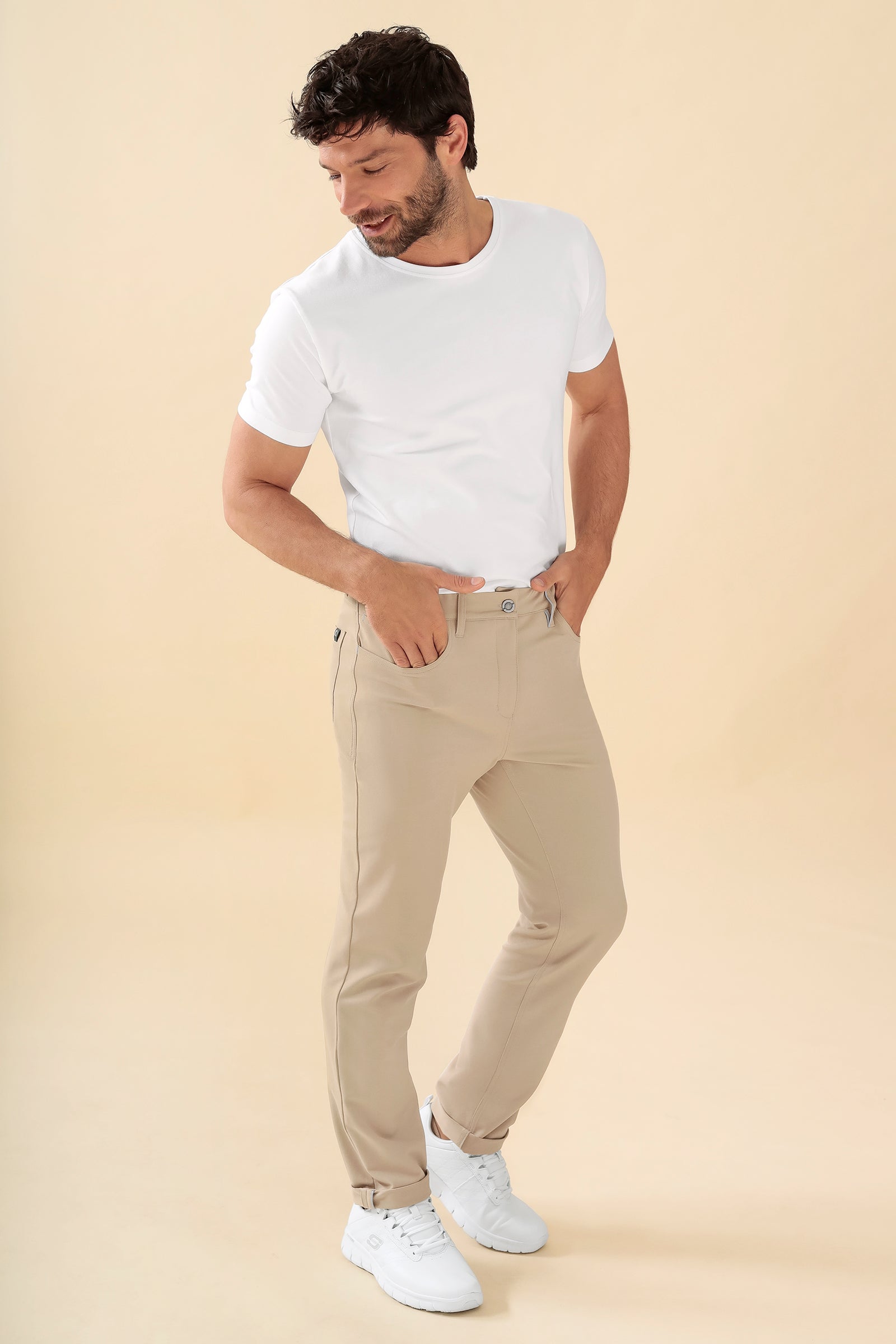 KAERE Pantalon Homme - 5 poches sable