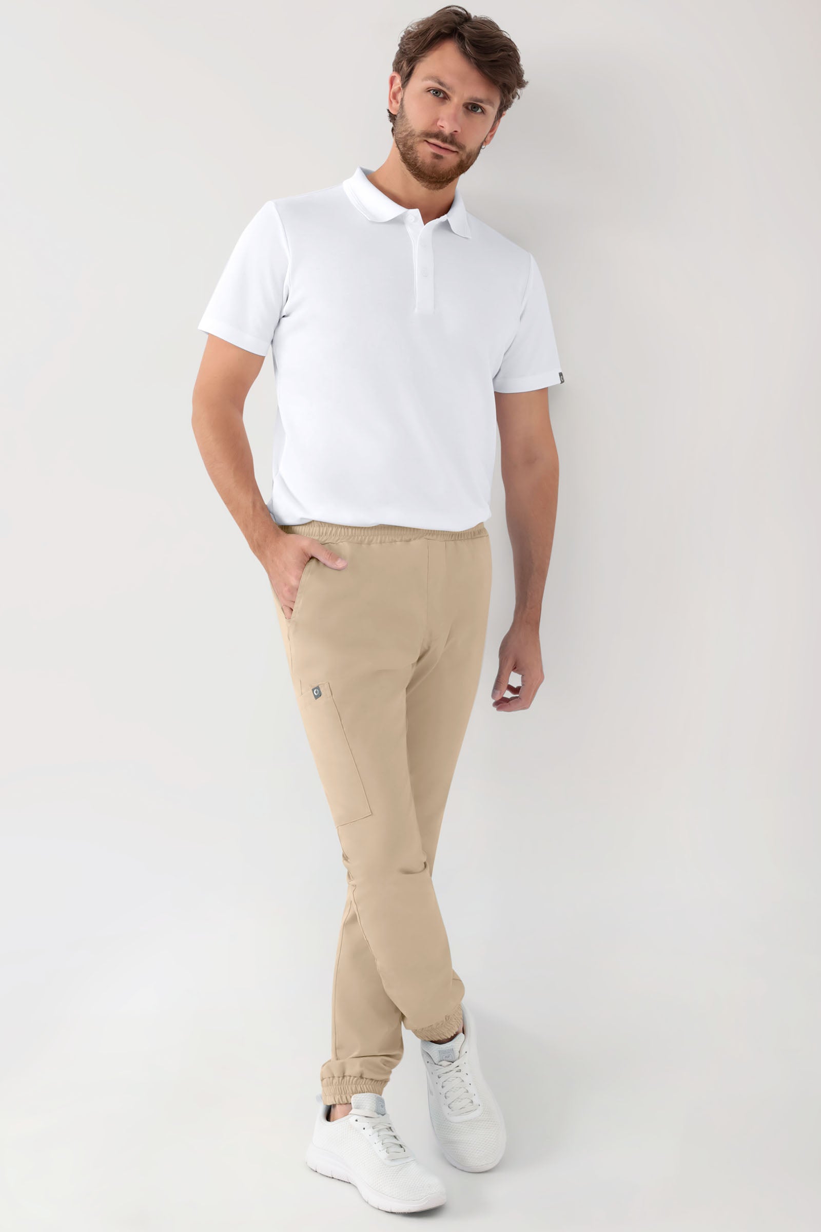 GREEN Pantalon Stretch Homme - Style Jogpant sable