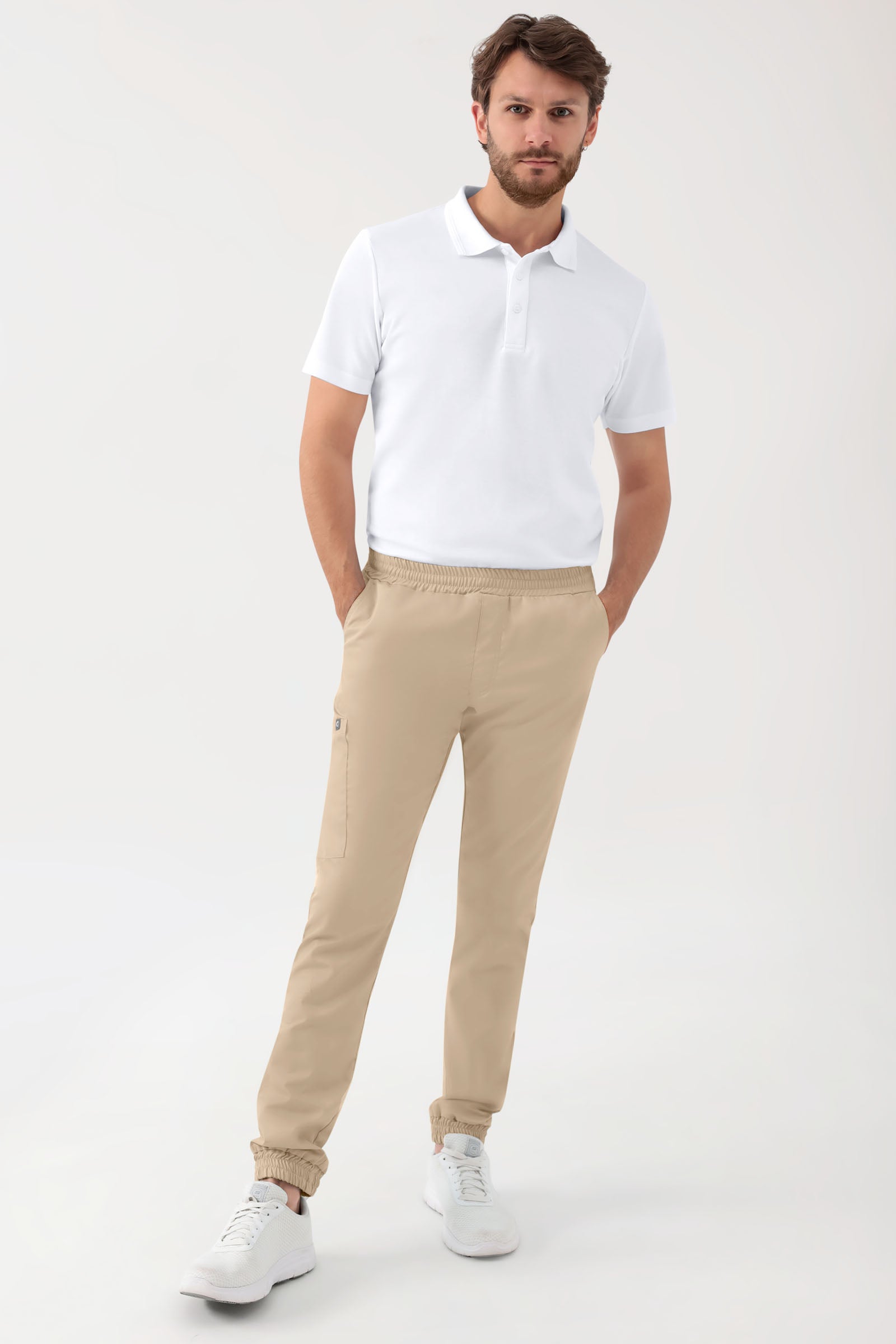 GREEN Pantalon Stretch Homme - Style Jogpant sable