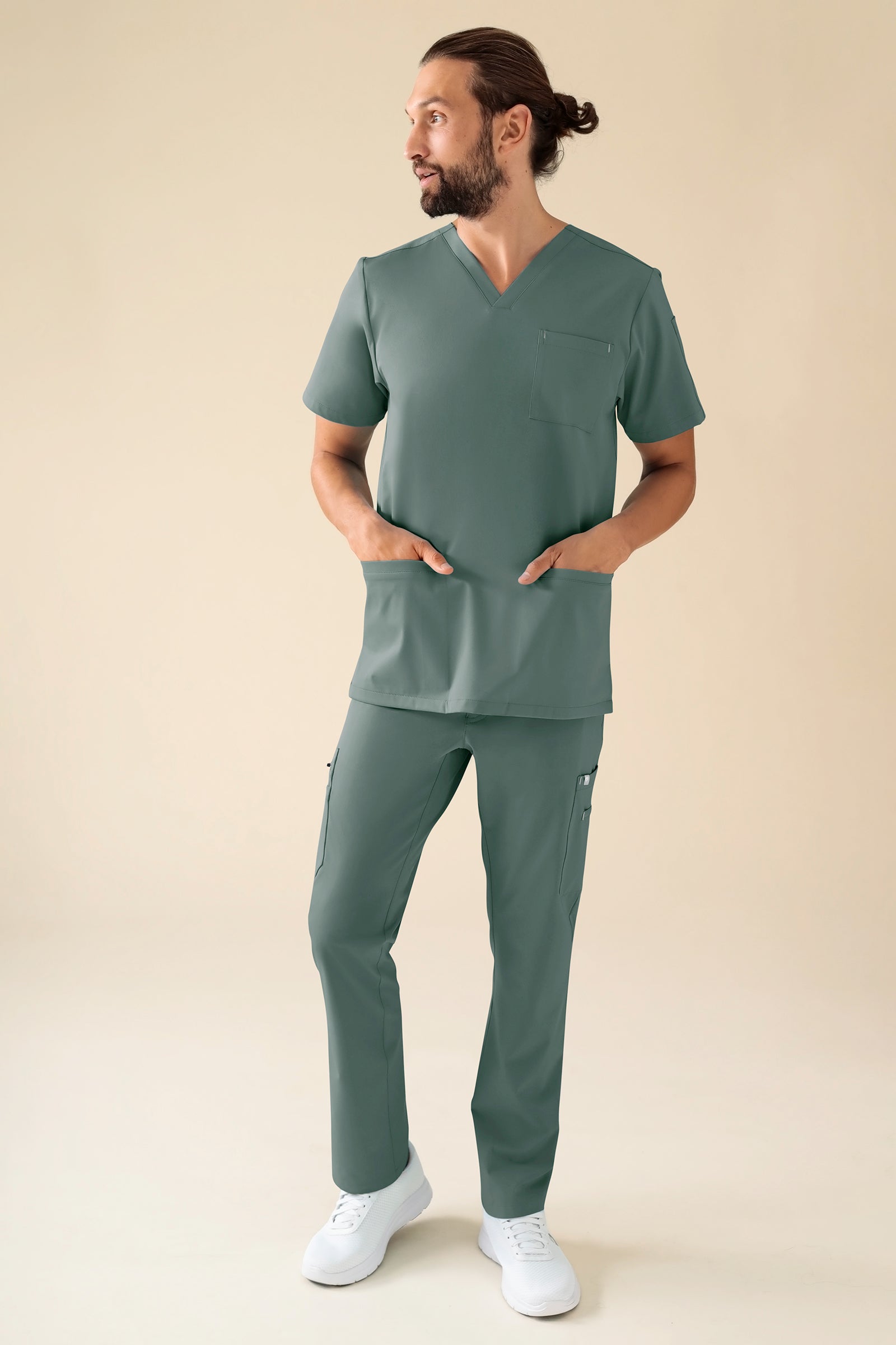 KAERE Pantalon Homme - avec poches cargo vert foncé