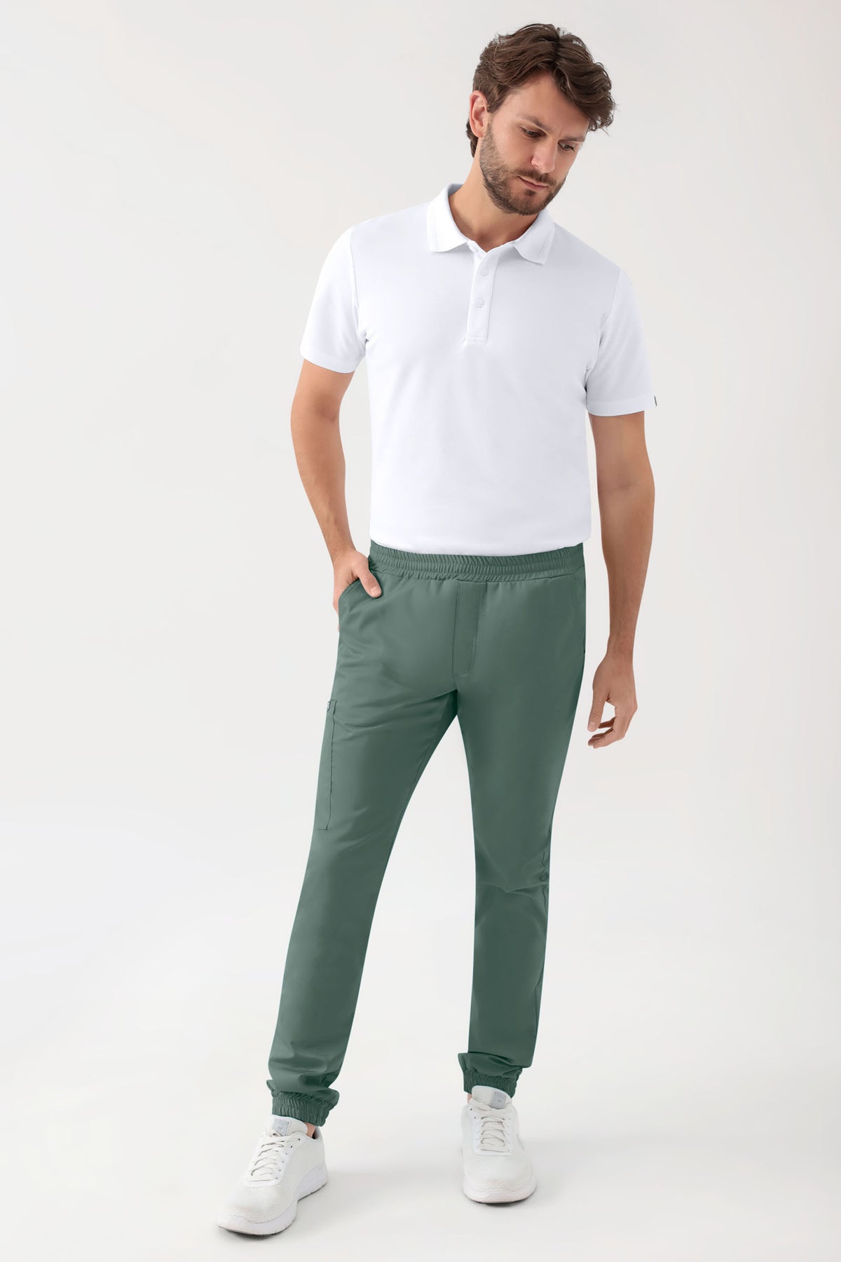 GREEN Pantalon Stretch Homme - Style Jogpant vert foncé, Vue de face