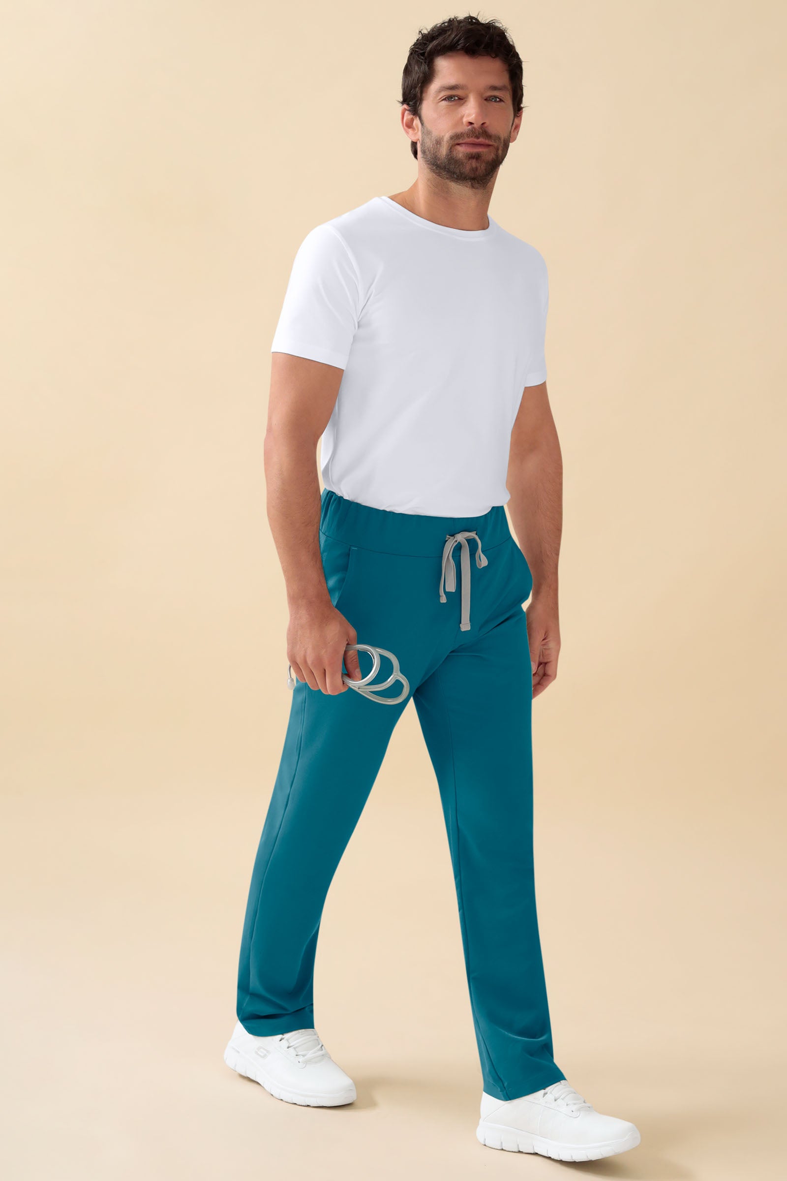 KAERE Pantalon Homme - Taille courte et sans poches cargo pétrole