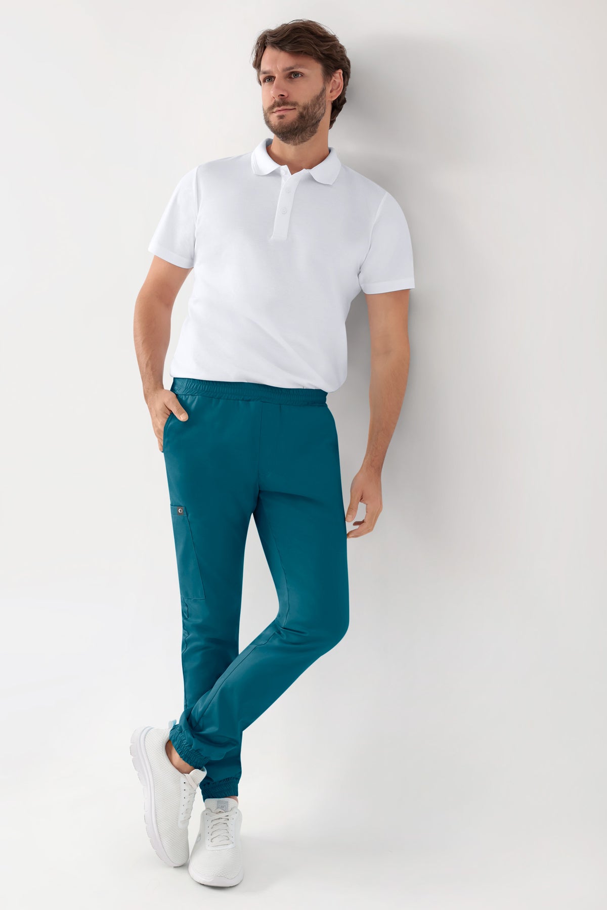 GREEN Pantalon Stretch Homme - Style Jogpant pétrole, Vue de face
