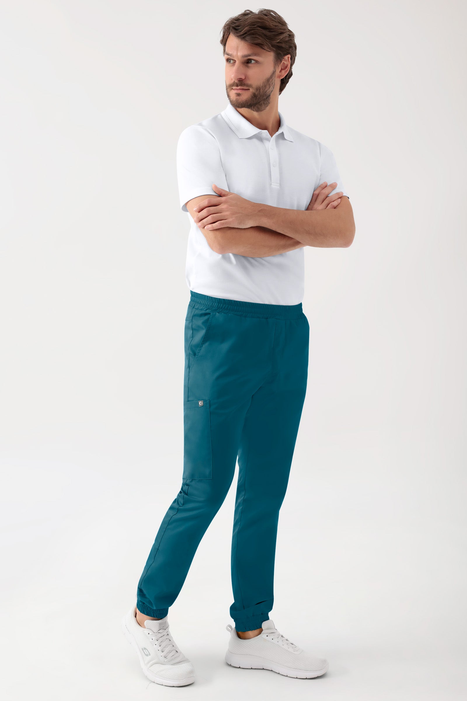 GREEN Pantalon Stretch Homme - Style Jogpant pétrole, Vue de face