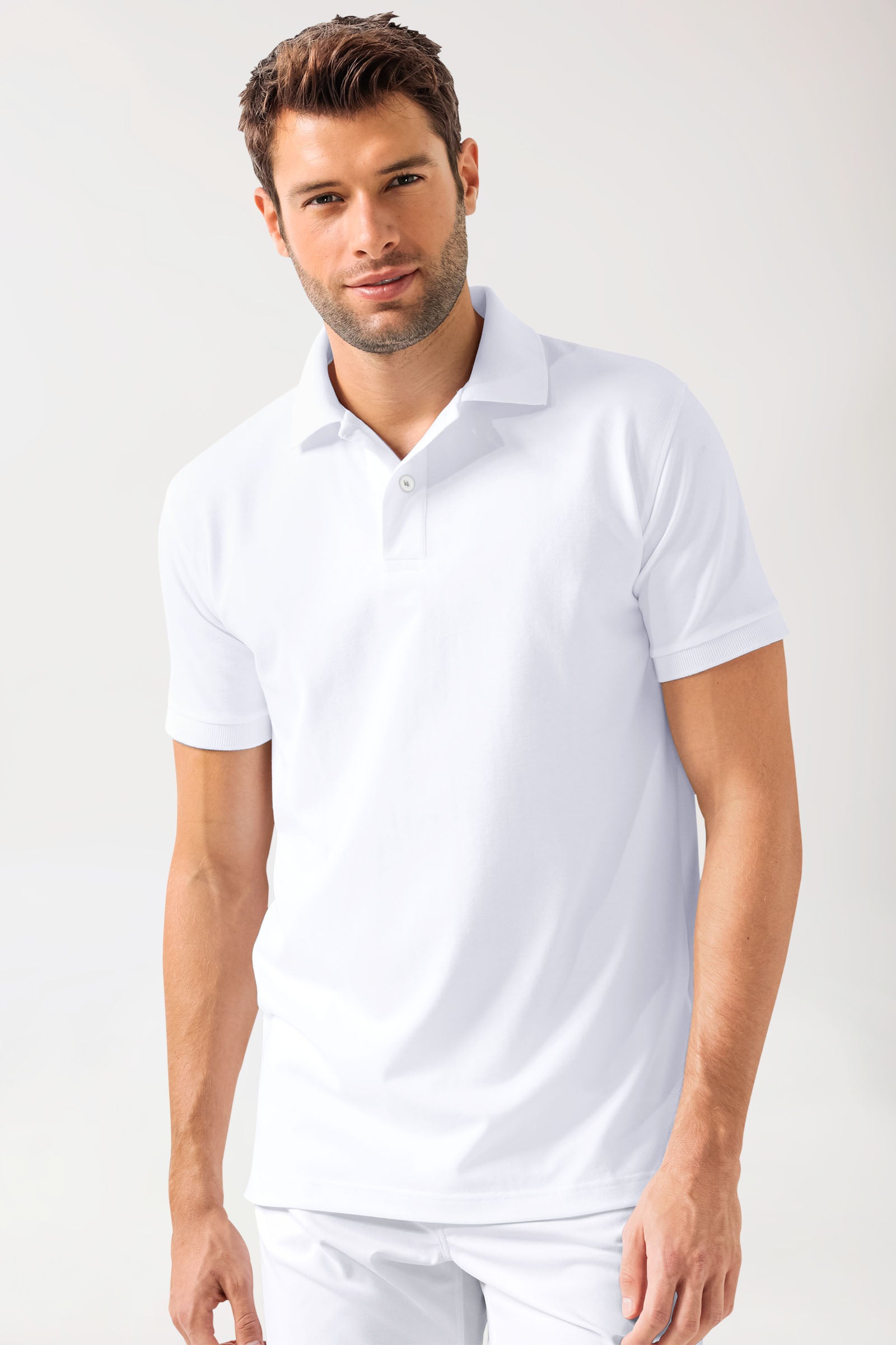 T-shirt Stretch Homme - Col polo blanc
