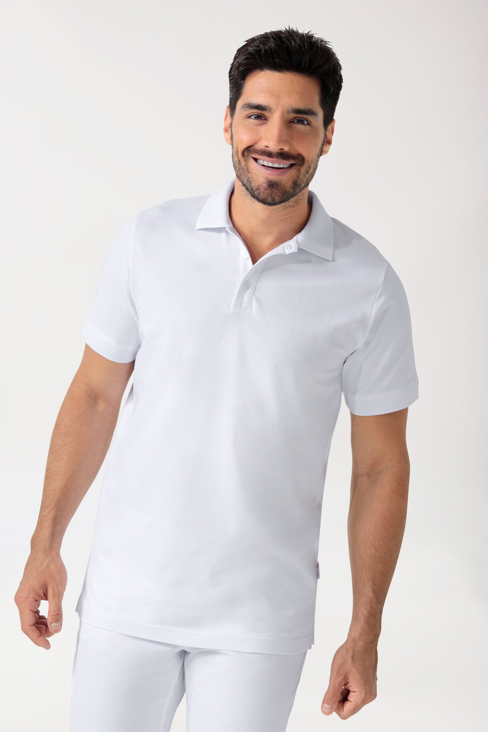 T-shirt Stretch Homme - Col polo - Boutonné blanc