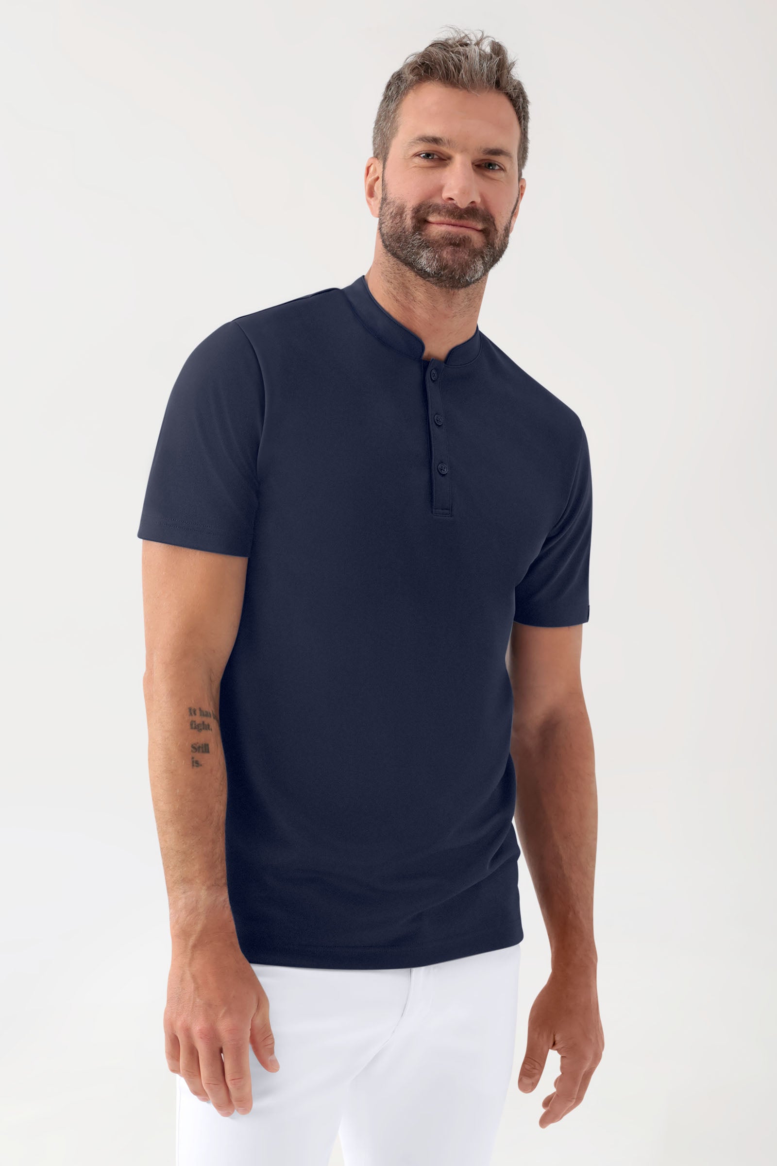 COMFY FLEX Shirt Stretch Homme - Col officier navy
