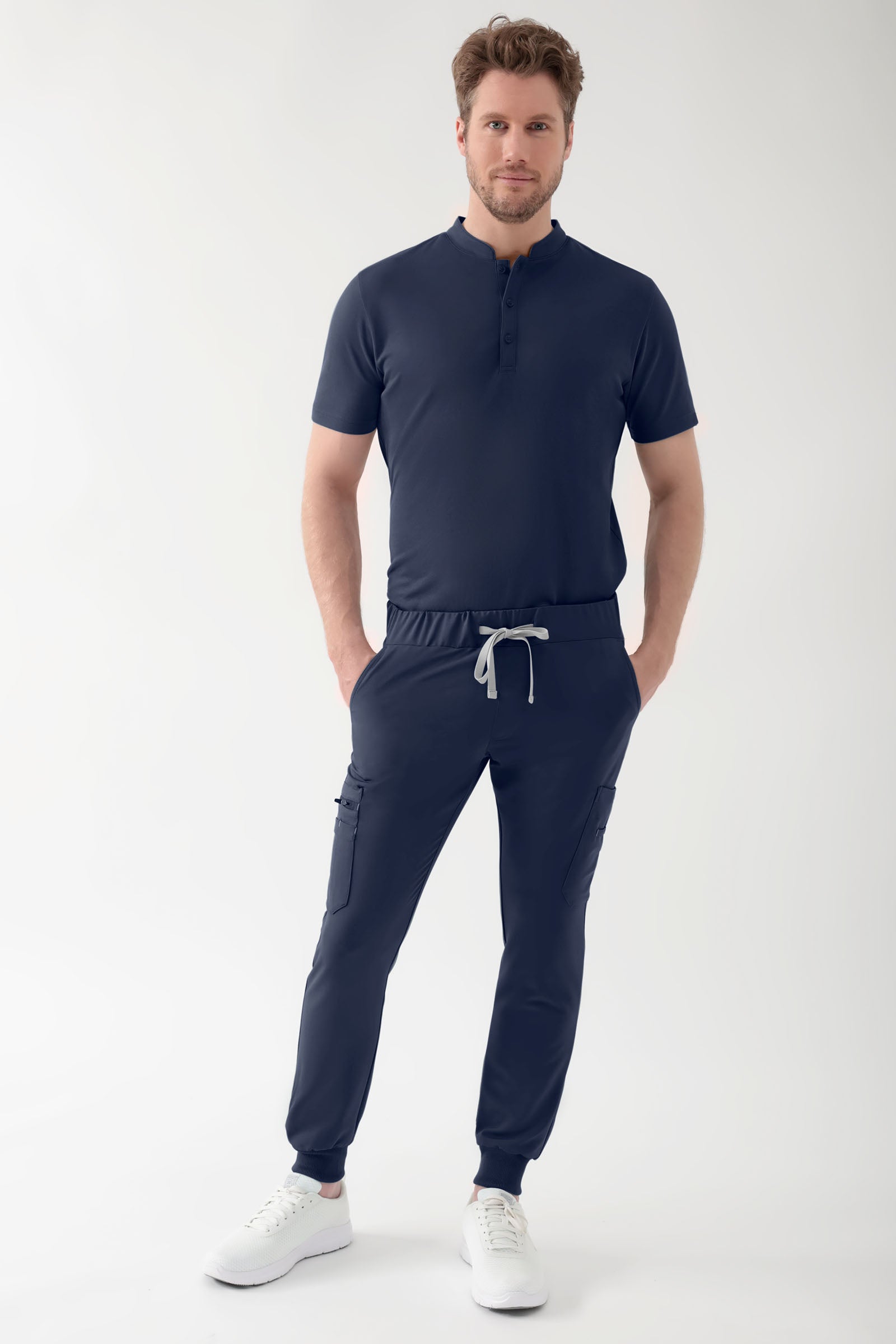 COMFY FLEX Shirt Stretch Homme - Col officier navy