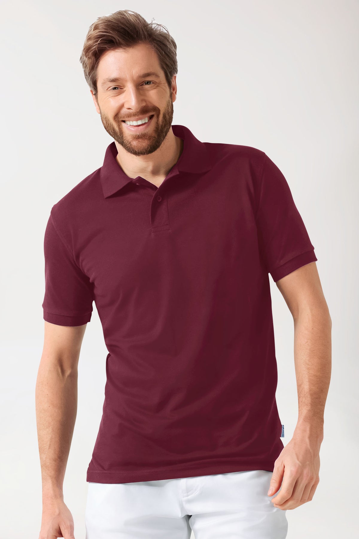 T-shirt Stretch Homme - Col polo bordeaux