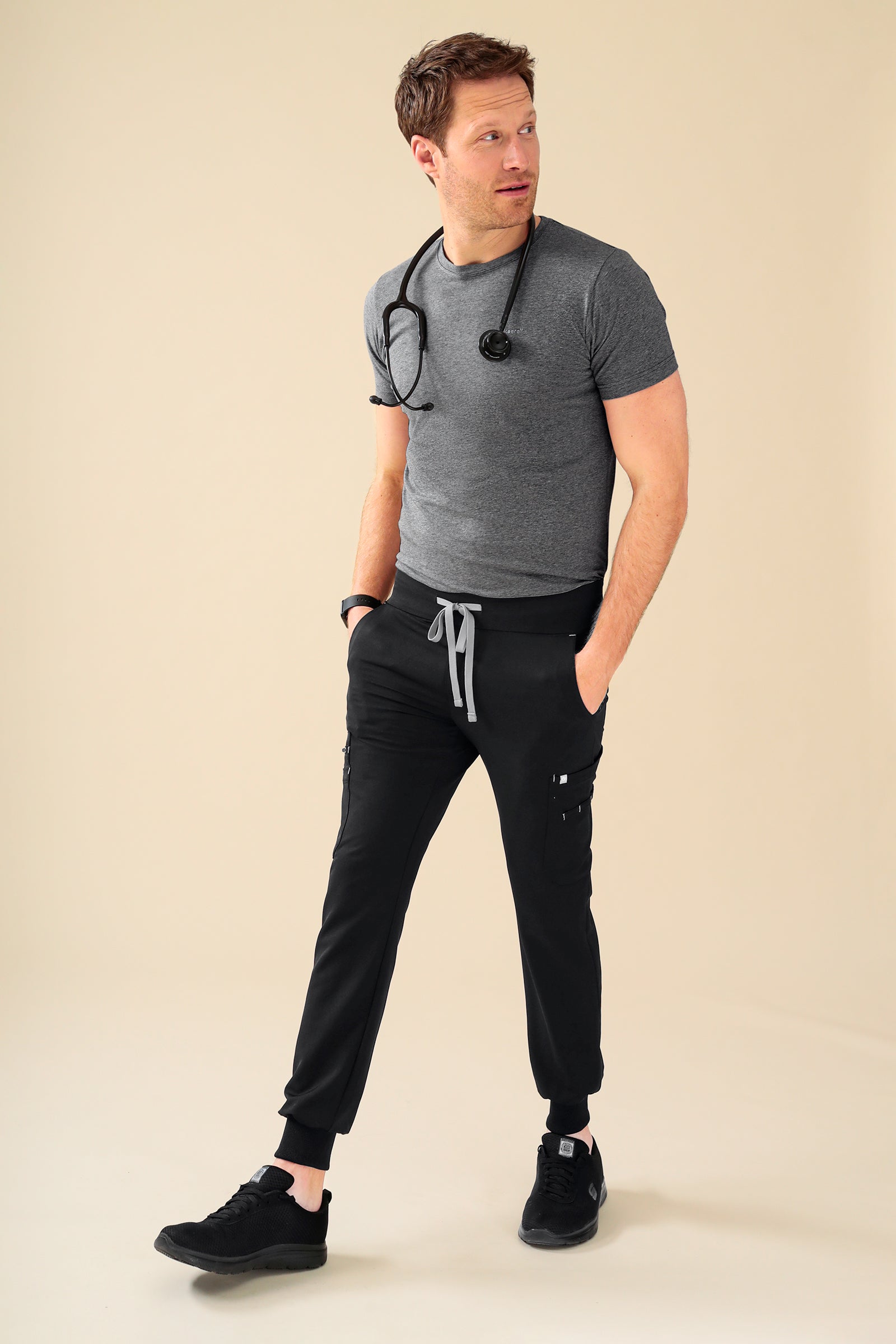 KAERE T-shirt Homme - Manche courte gris chiné foncé