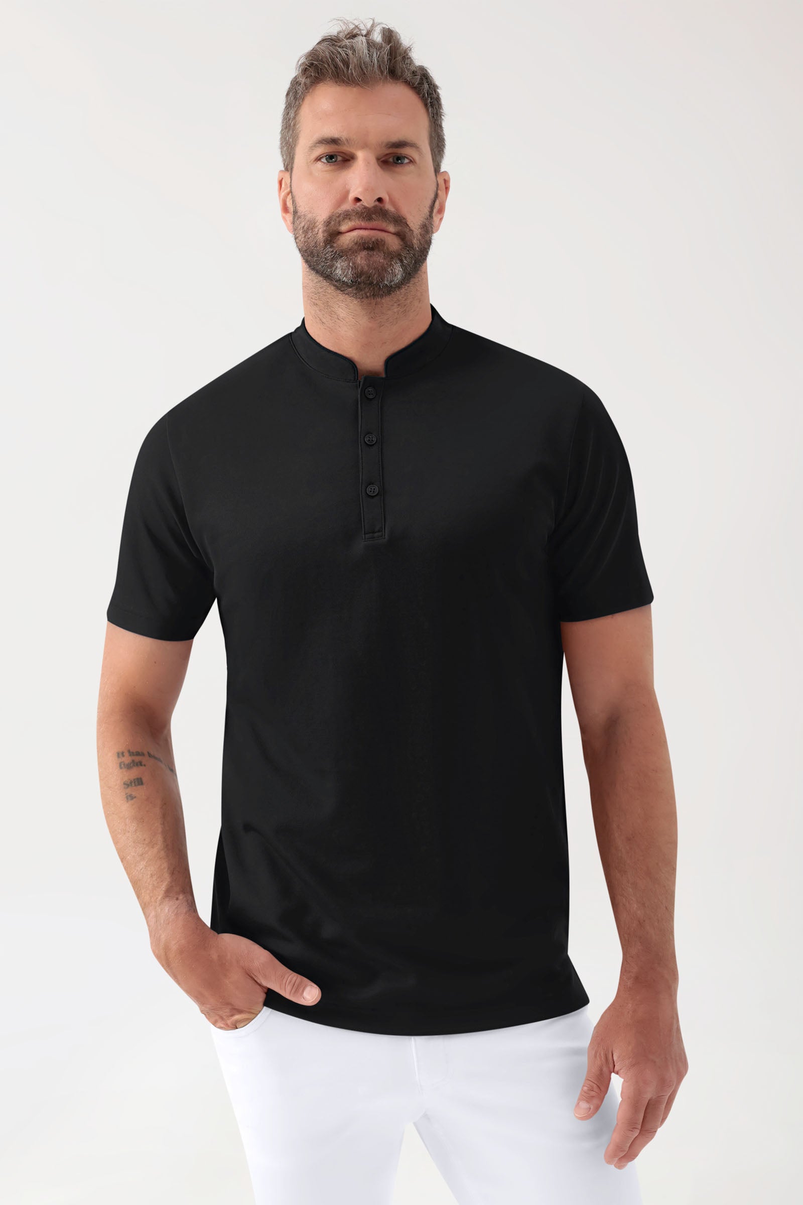 COMFY FLEX Shirt Stretch Homme - Col officier noir