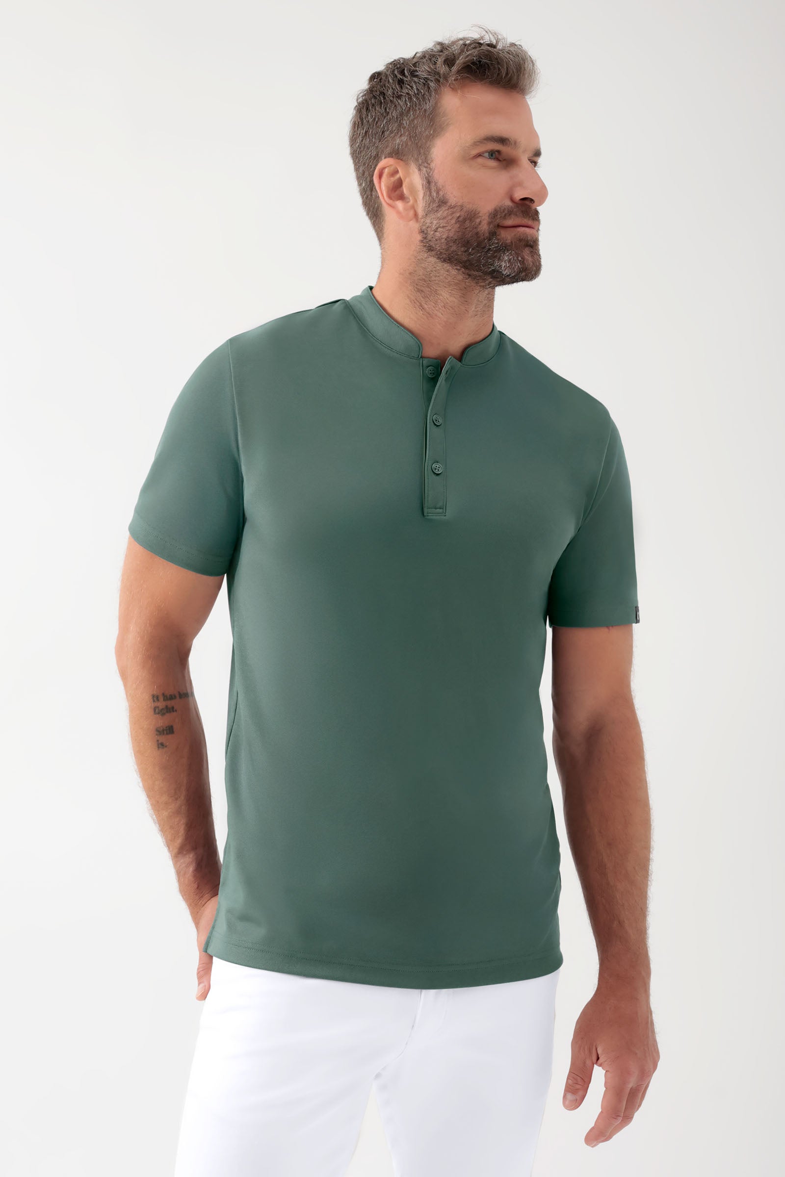 COMFY FLEX Shirt Homme - Col officier vert foncé