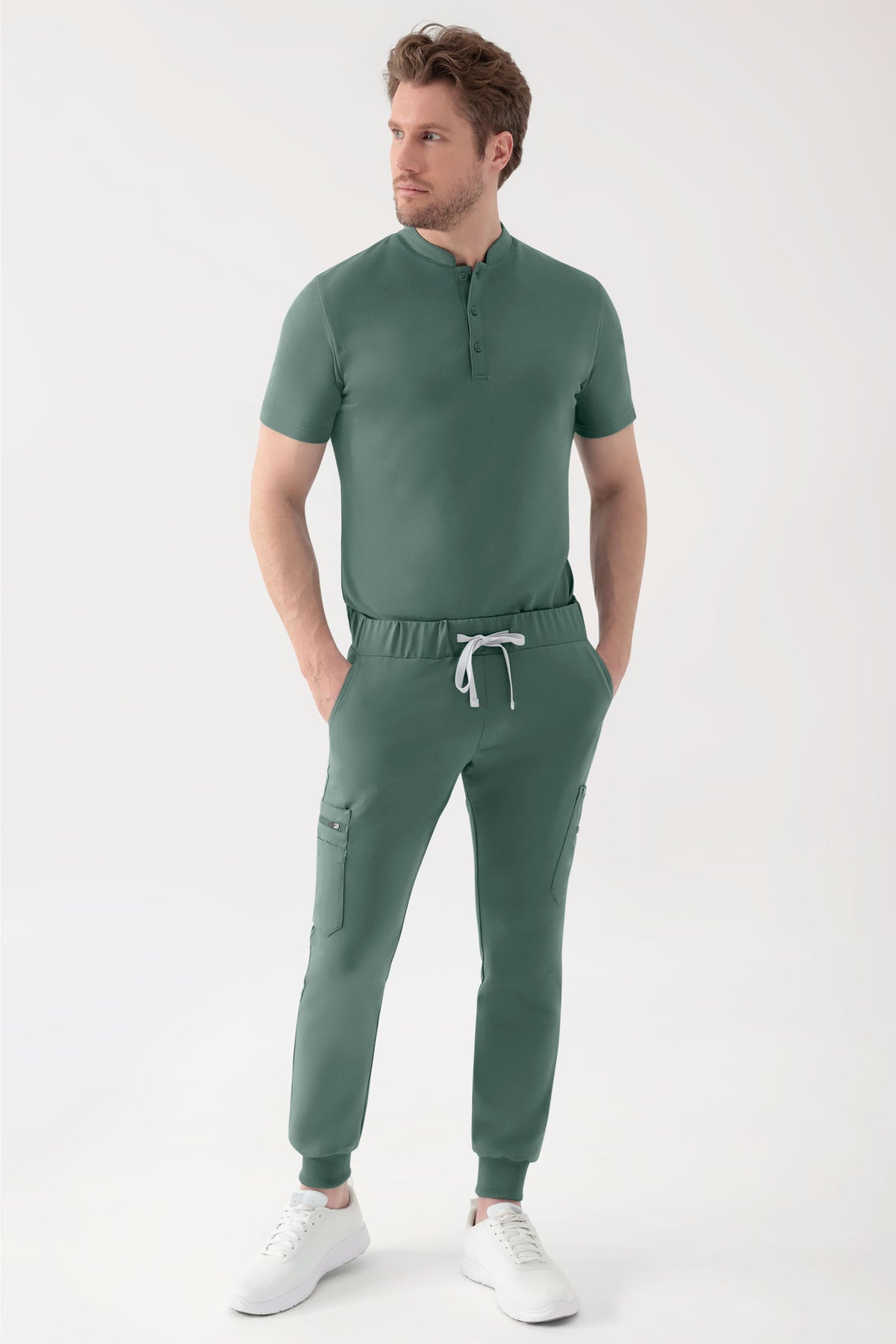 COMFY FLEX Shirt Homme - Col officier vert foncé