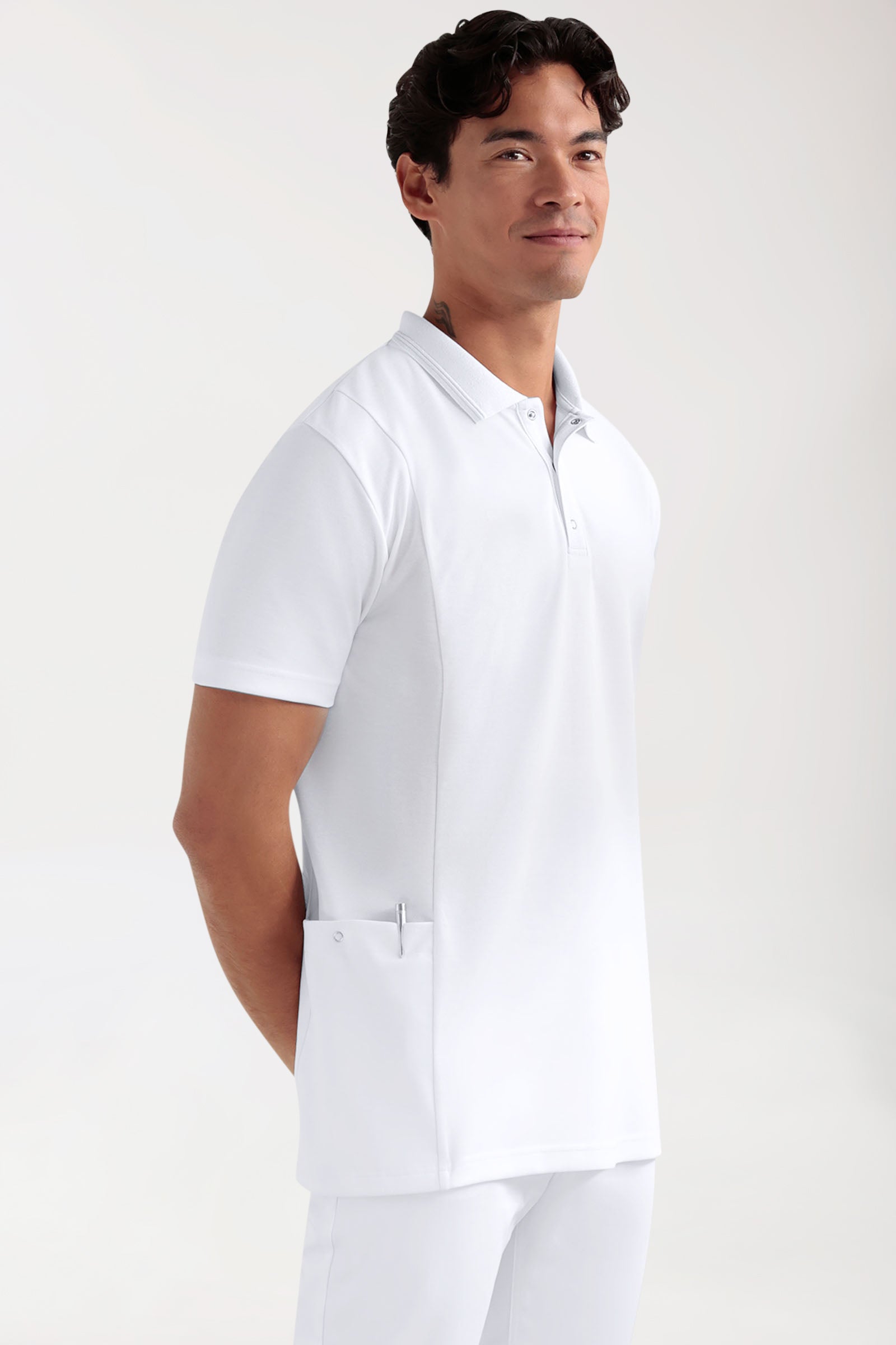 COMFY FLEX Tunique Stretch Homme - Col polo blanc