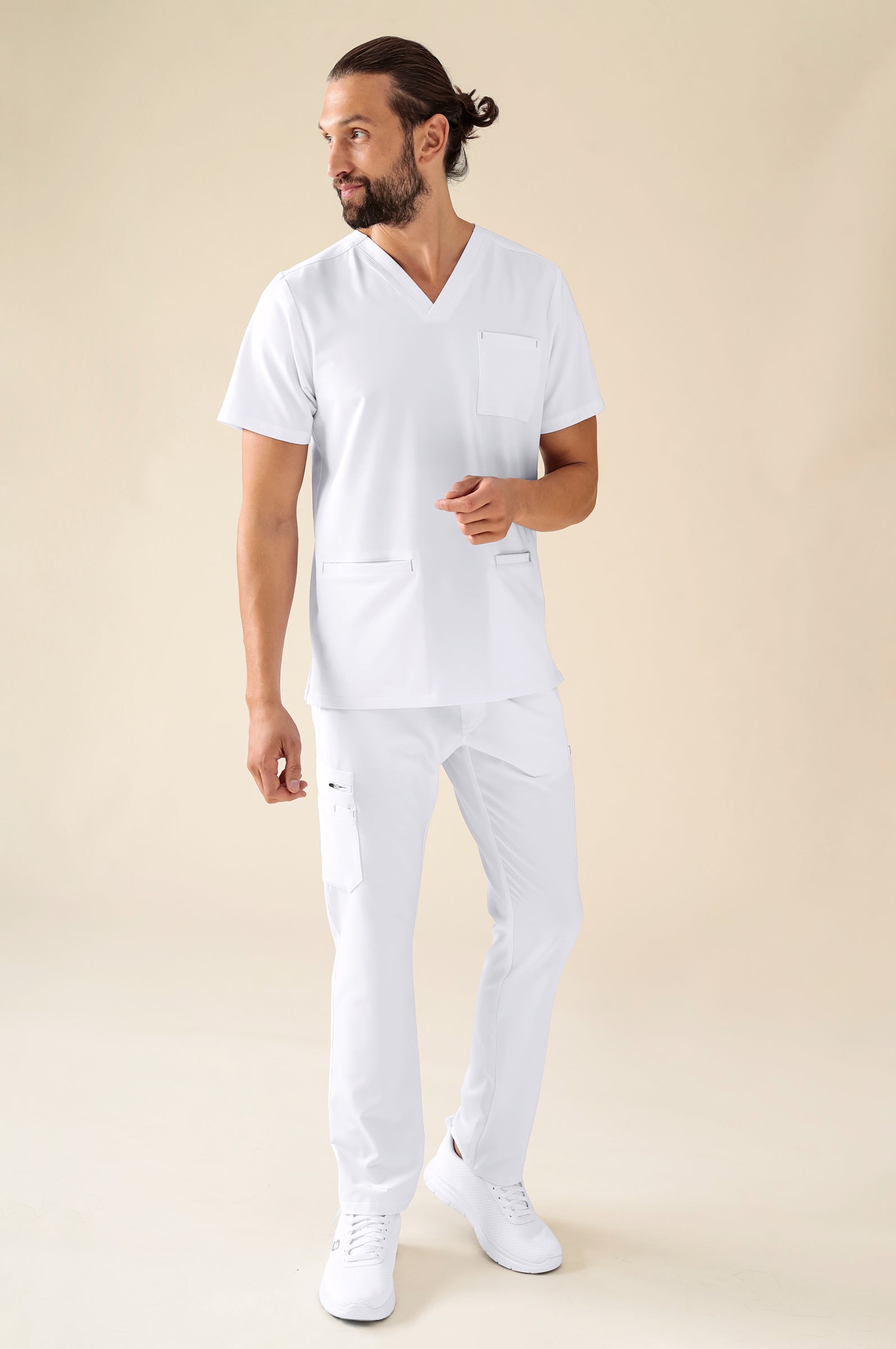 KAERE Tunique Homme - Lot de 3 - Col V blanc