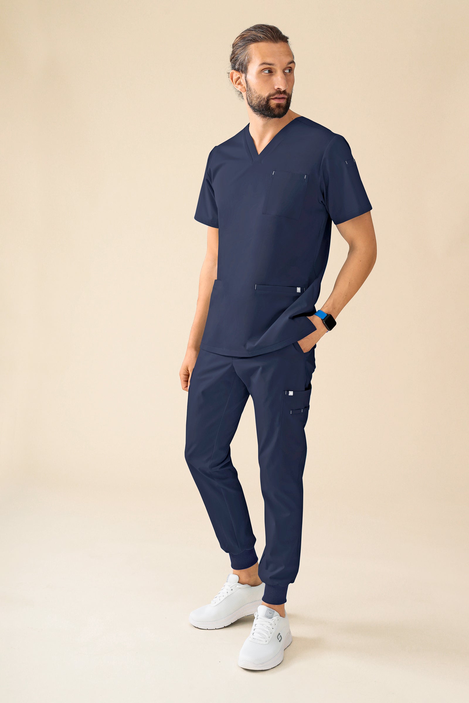 KAERE Tunique Homme - Lot de 3 - Col V bleu navy