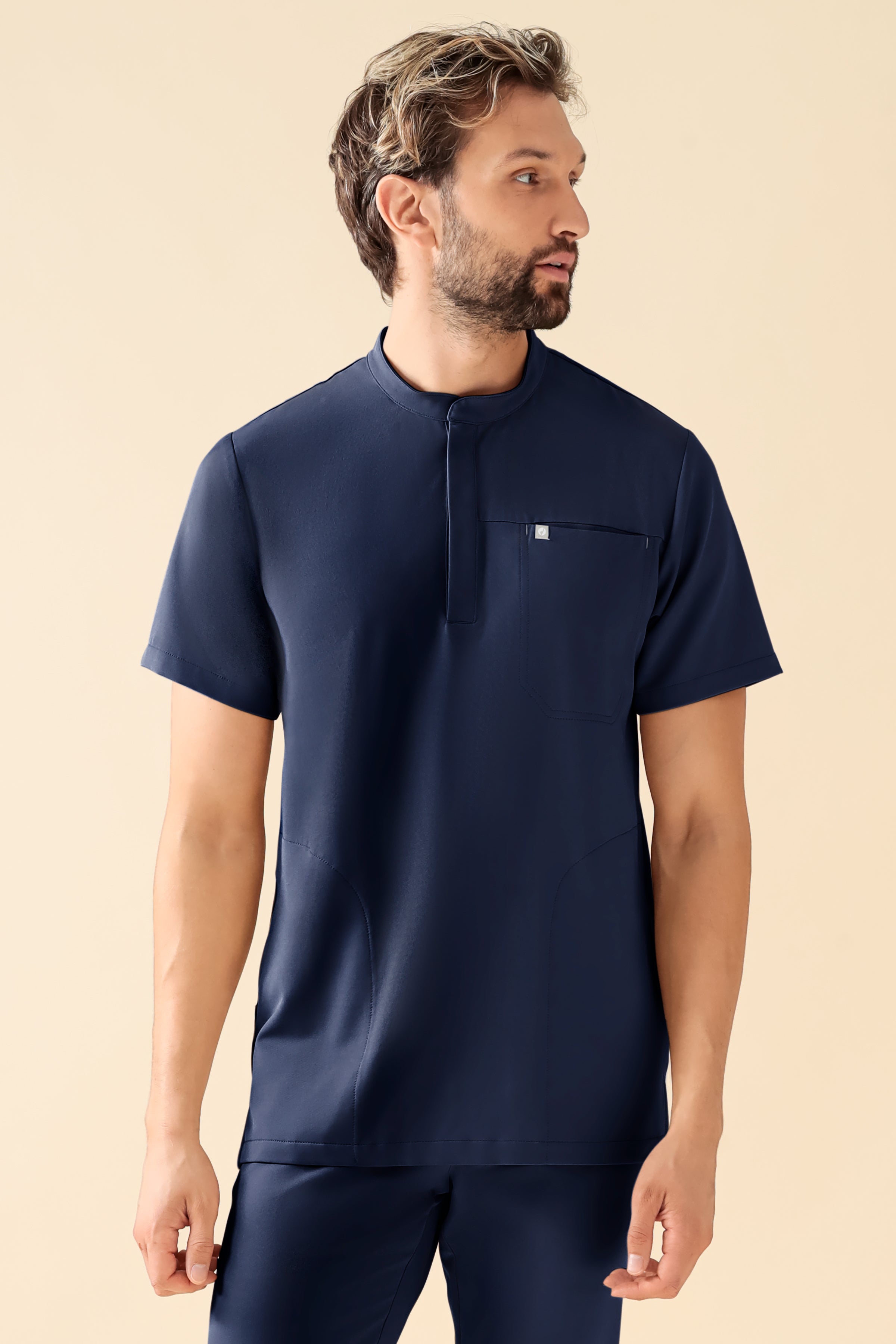 KAERE Tunique Homme - Col officier bleu navy