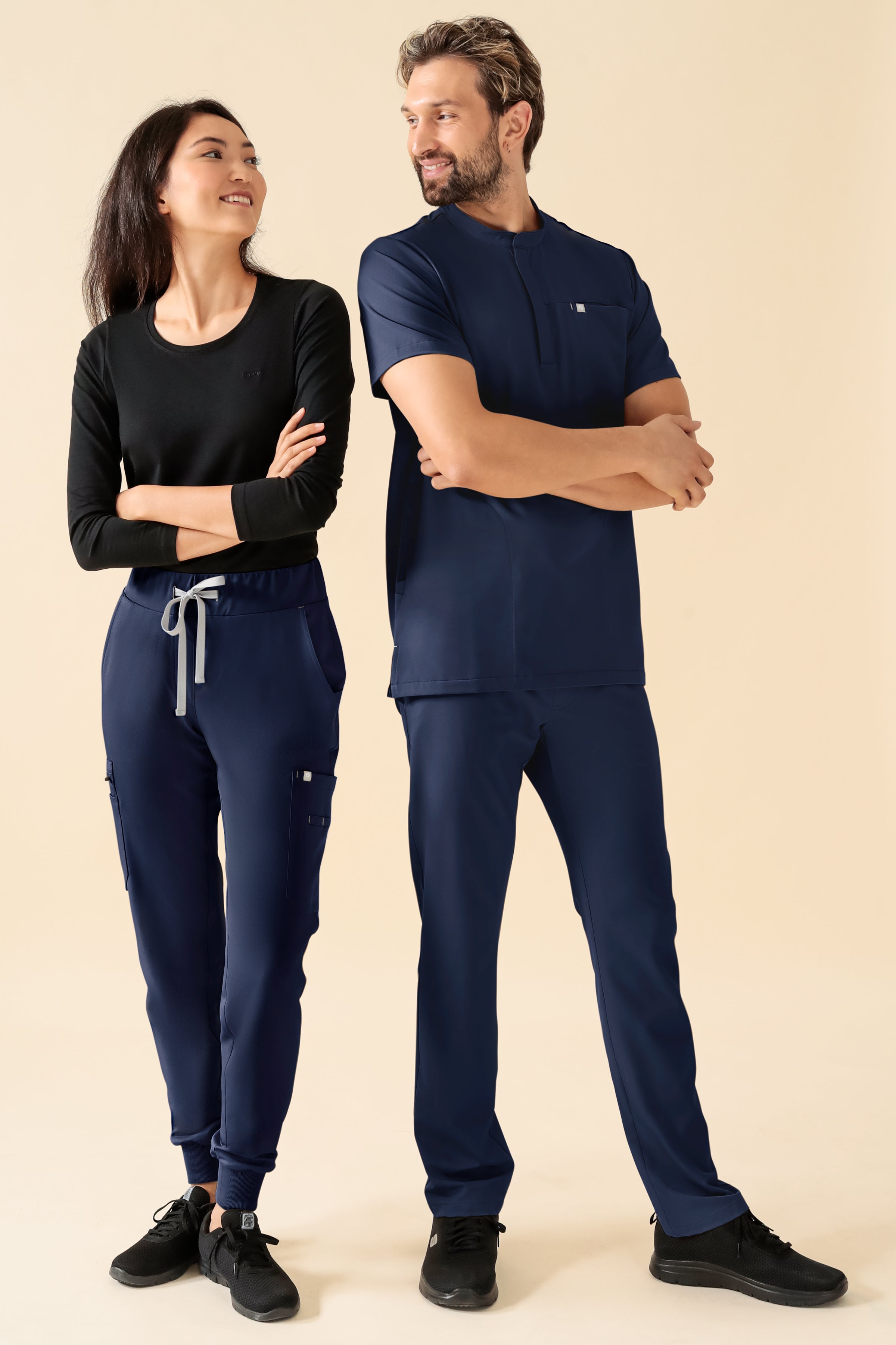 KAERE Tunique Homme - Col officier bleu navy