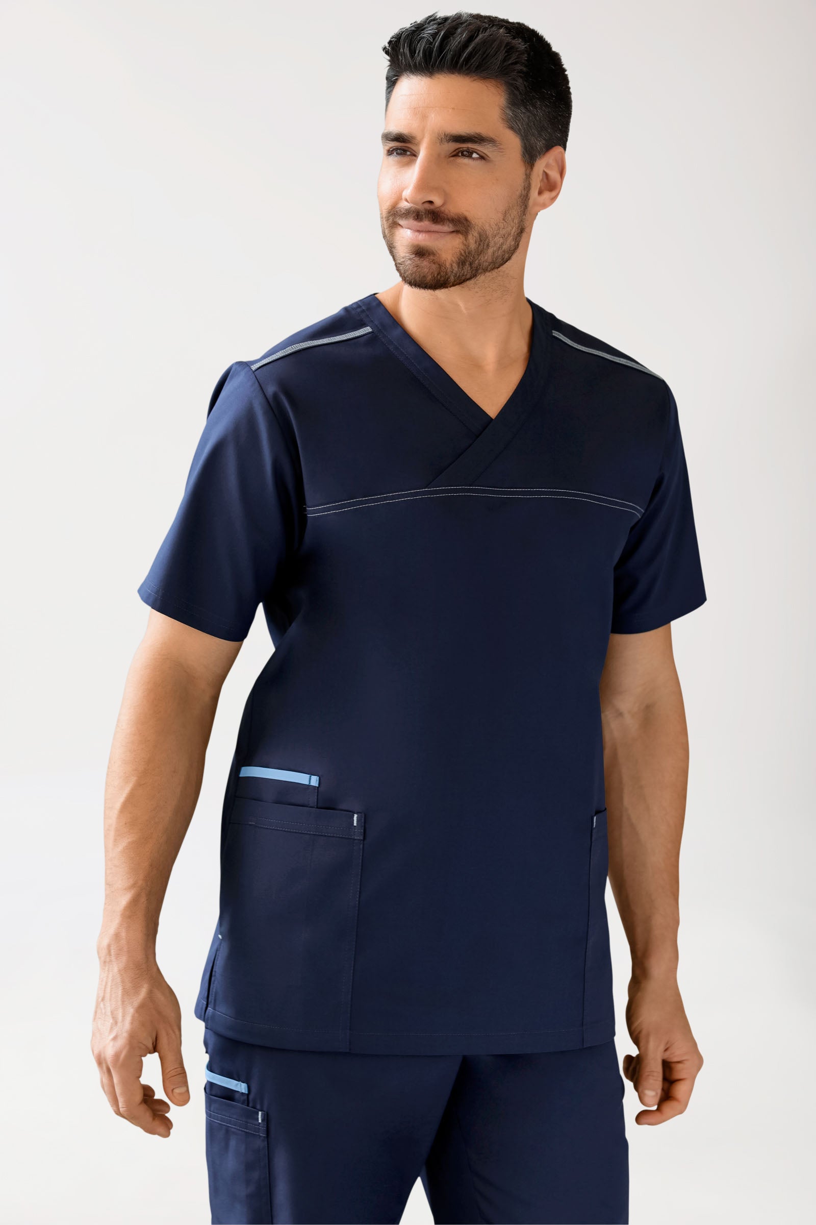 Tunique bleu marine mit bleu ciel unisexe