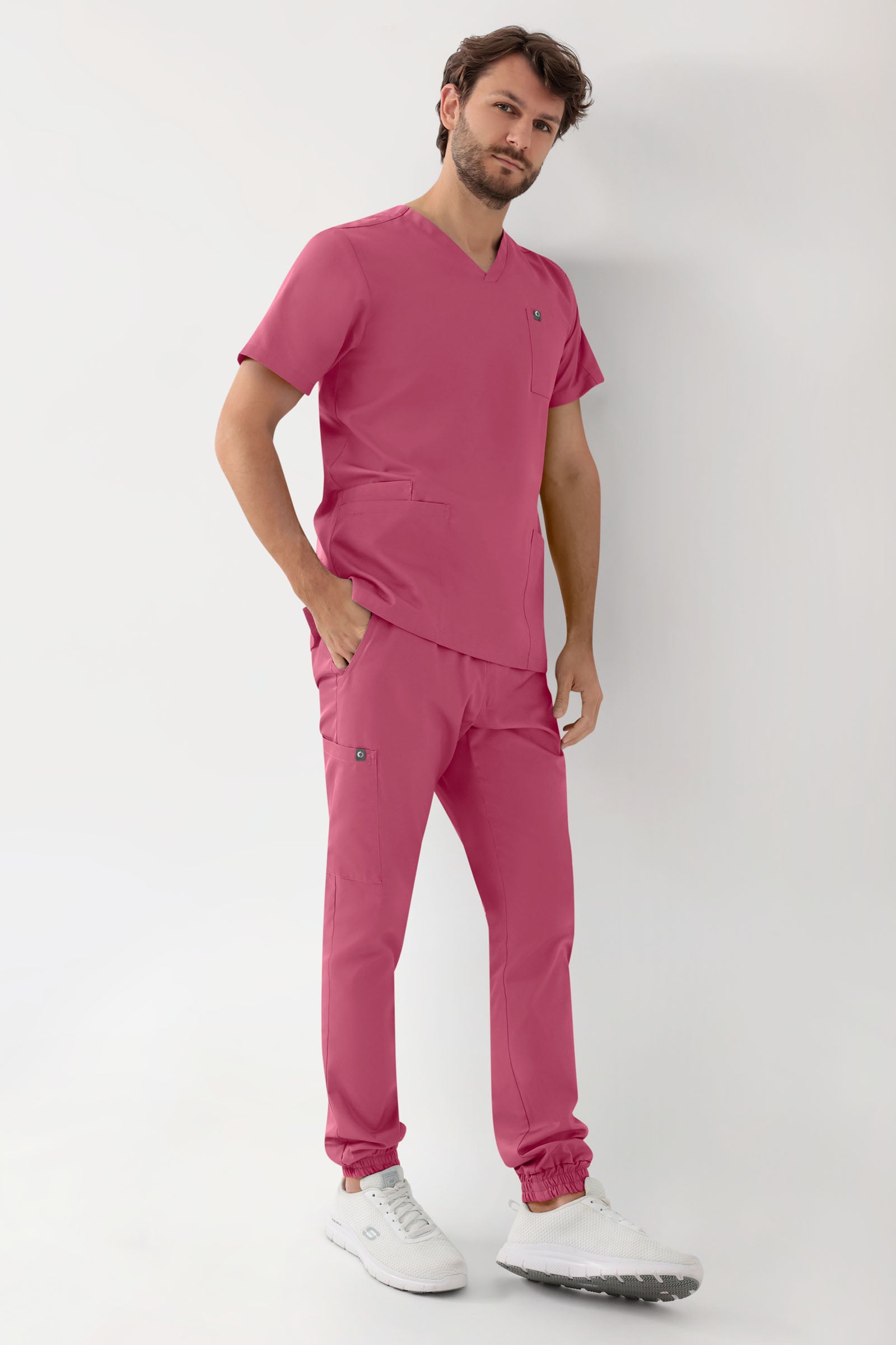 GREEN Tunique Stretch Homme - Décolleté V bois de rose, Vue de face