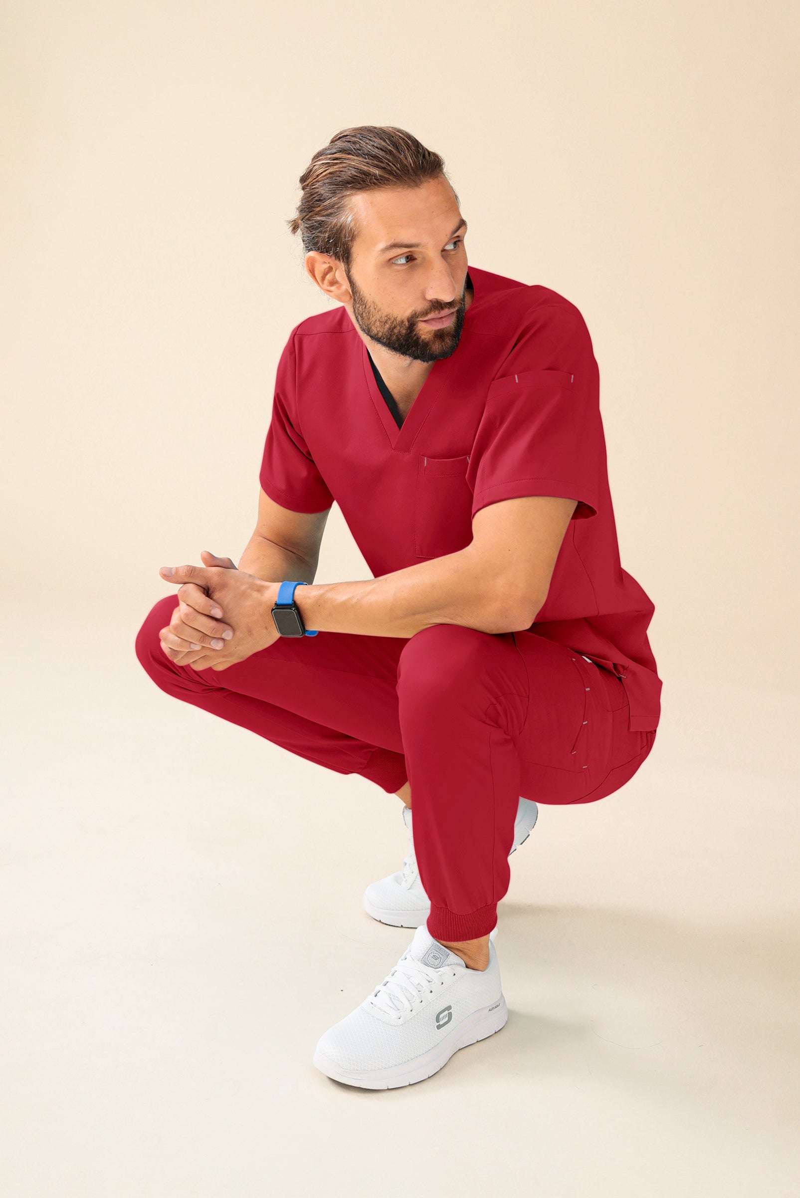 KAERE Tunique Homme - Col V rouge