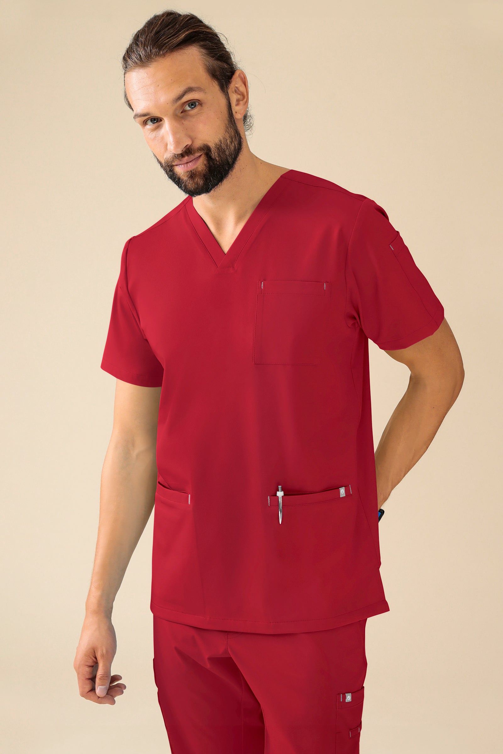 KAERE Tunique Homme - Col V rouge