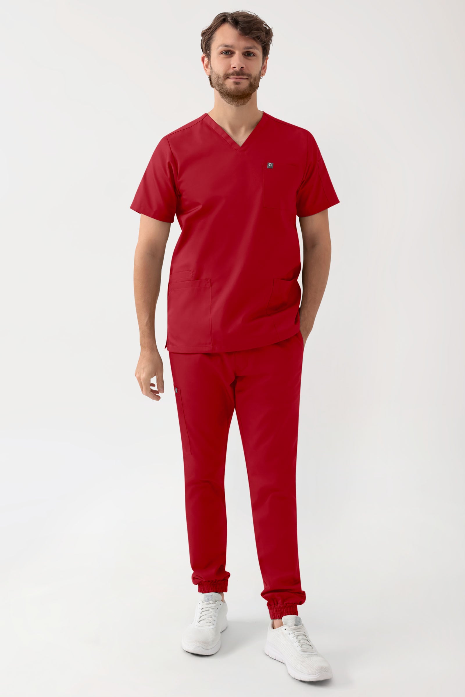 GREEN Tunique Stretch Homme - Décolleté V rouge, Vue de face