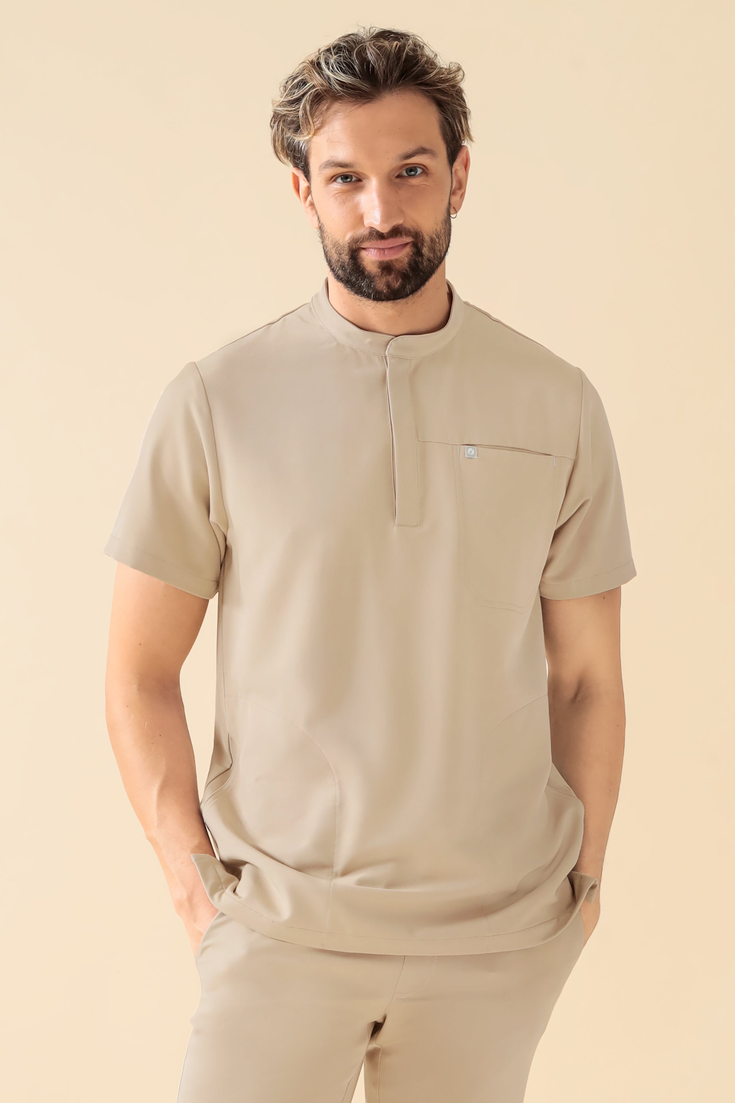 KAERE Tunique Homme - Col officier sable
