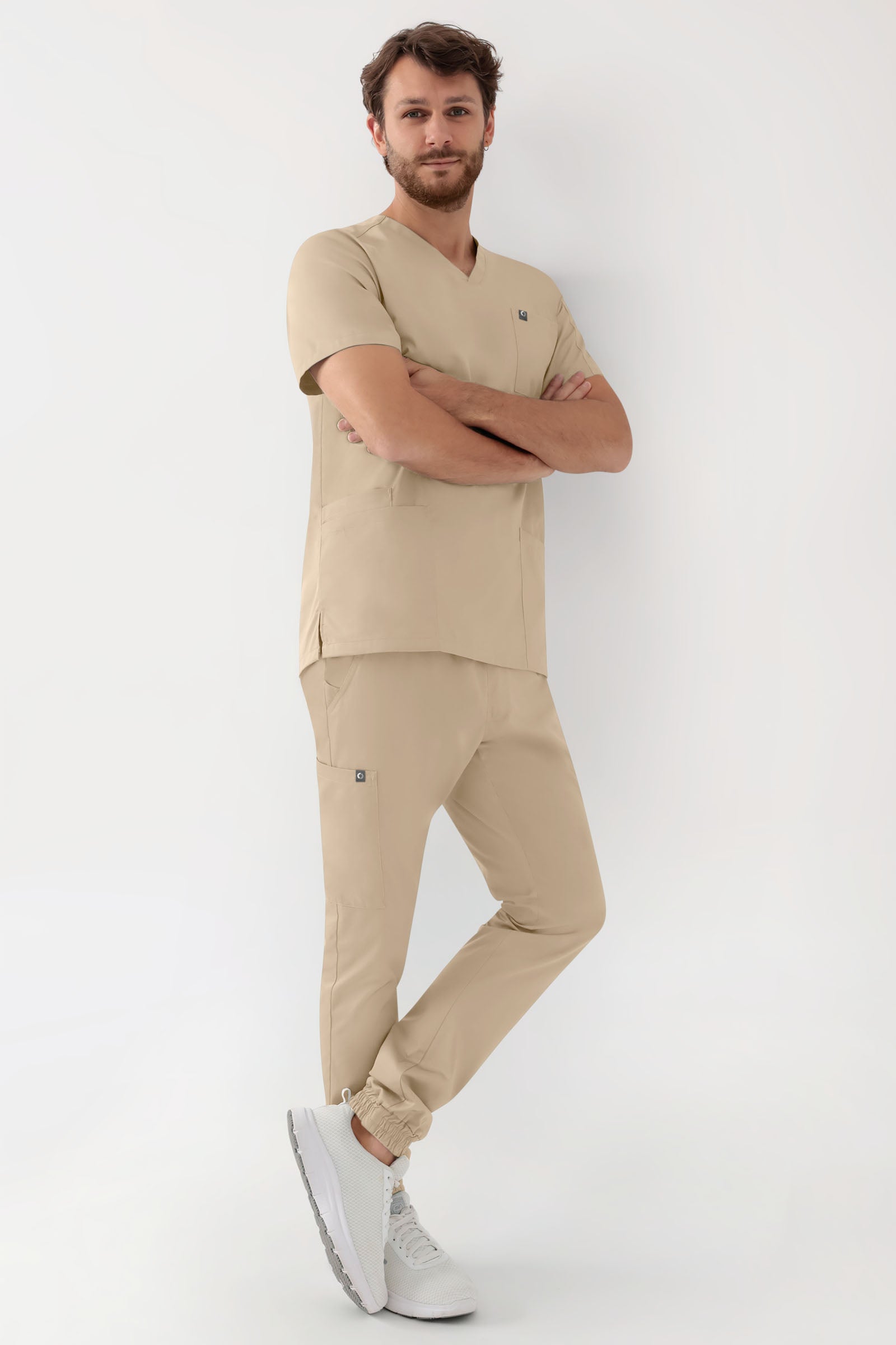 GREEN Tunique Stretch Homme - Décolleté V sable