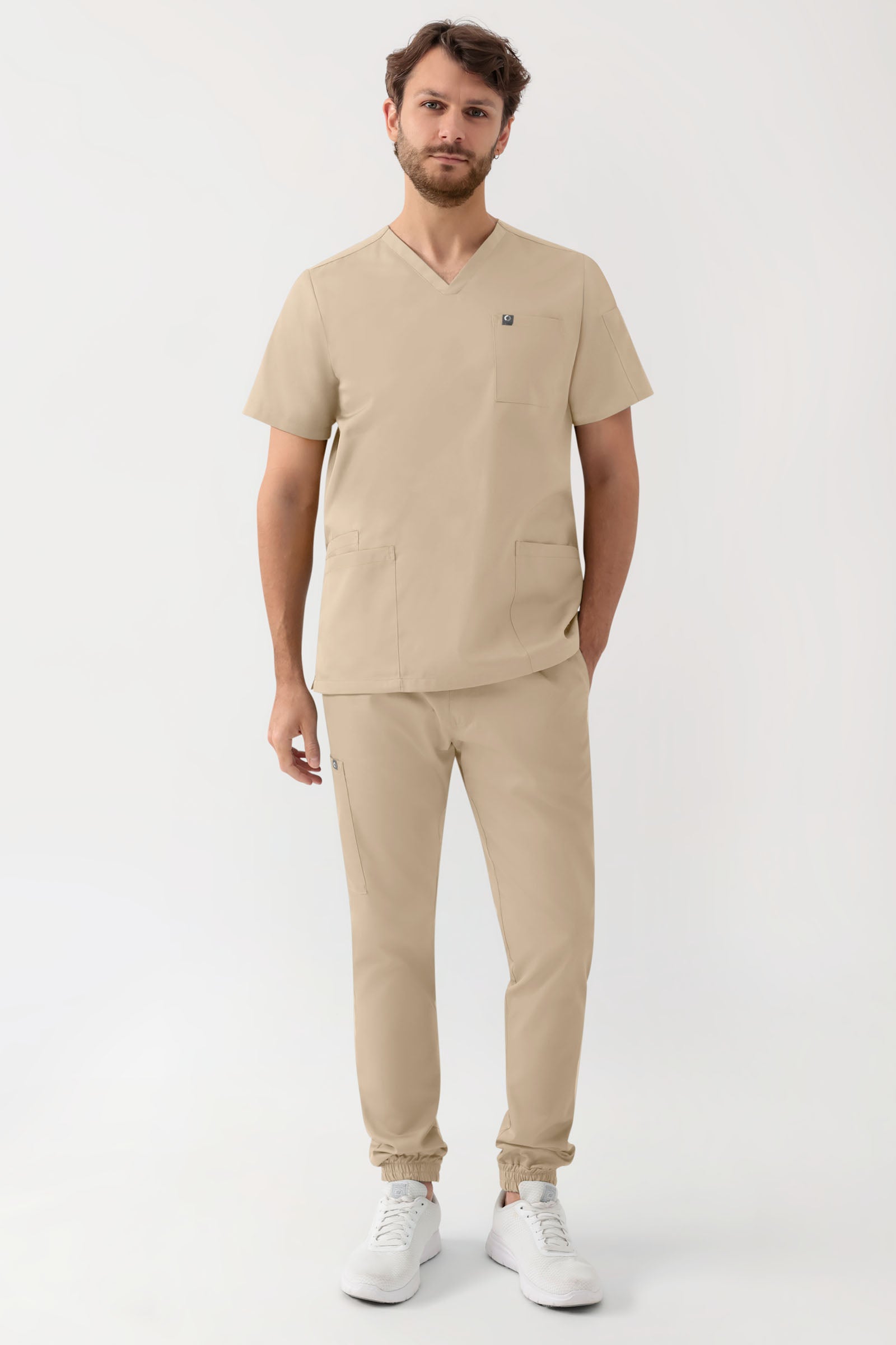 GREEN Tunique Stretch Homme - Décolleté V sable
