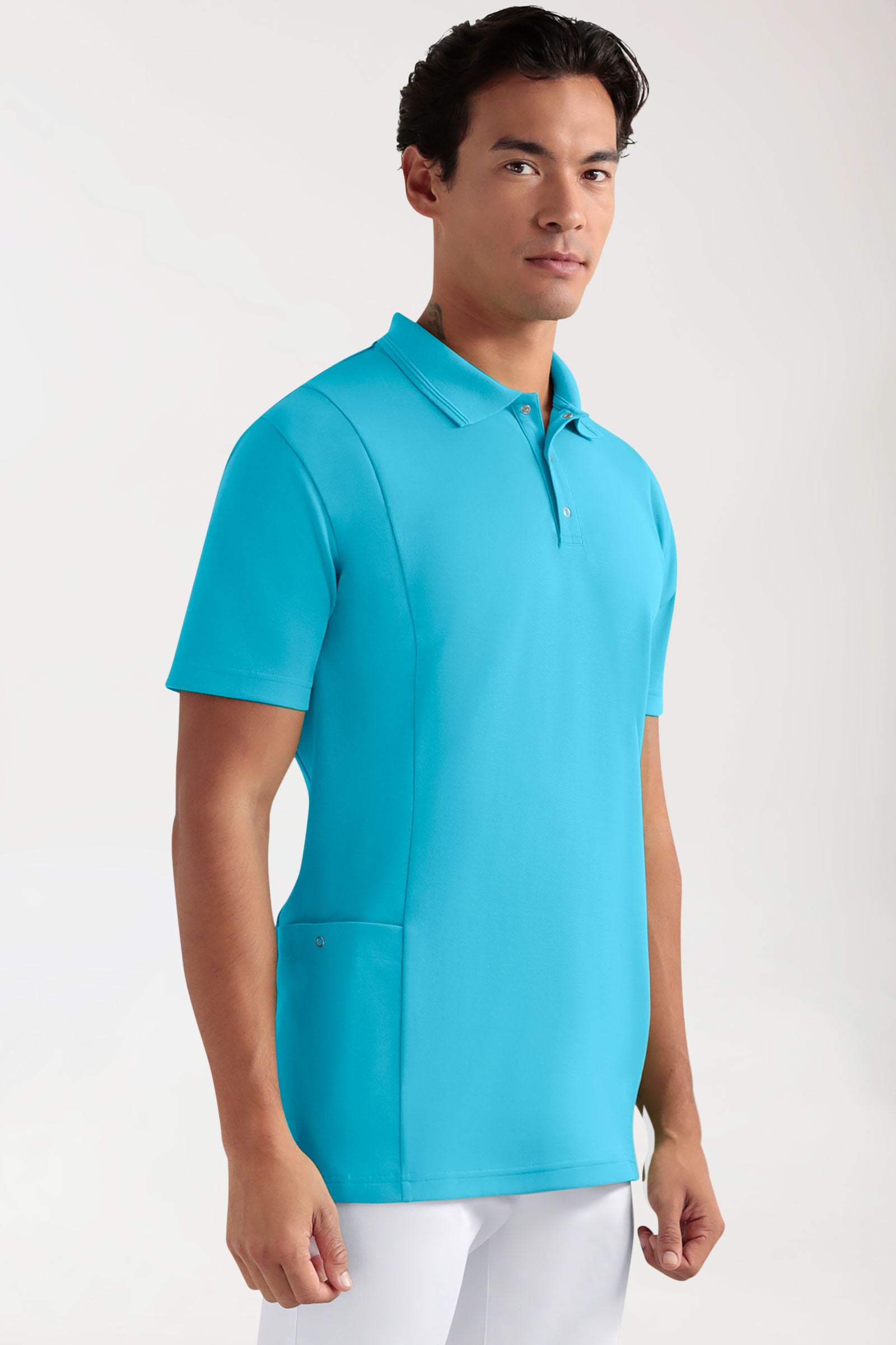 COMFY FLEX Tunique Stretch Homme - Col polo turquoise