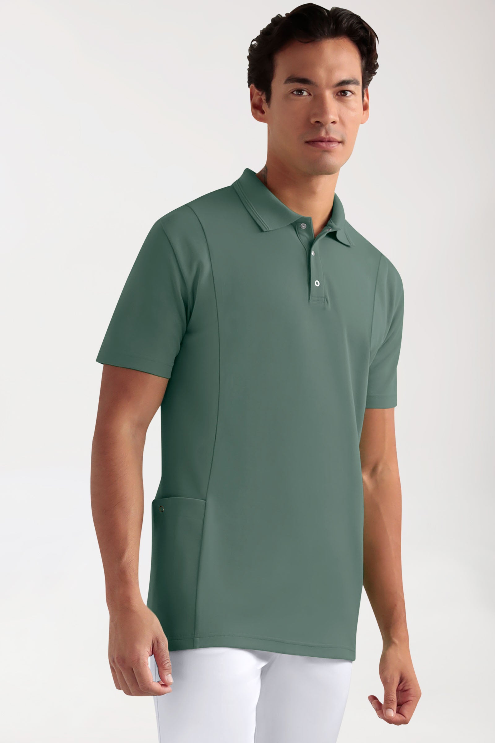 COMFY FLEX Tunique Stretch Homme - Col polo vert foncé