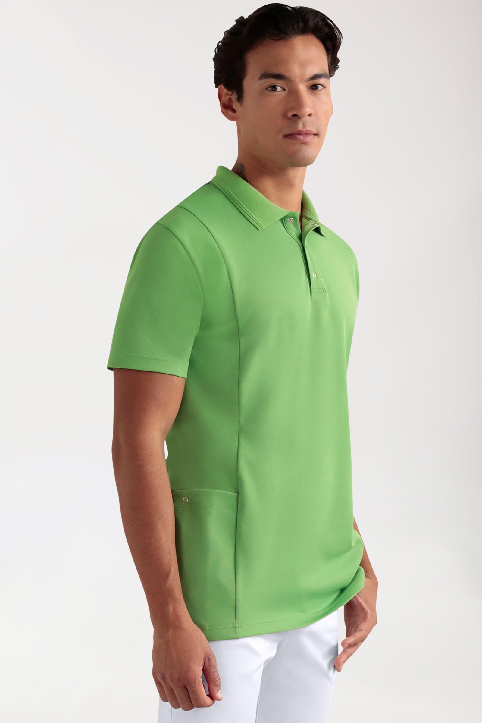 COMFY FLEX Tunique Stretch Homme - Col polo vert pomme, Vue de face