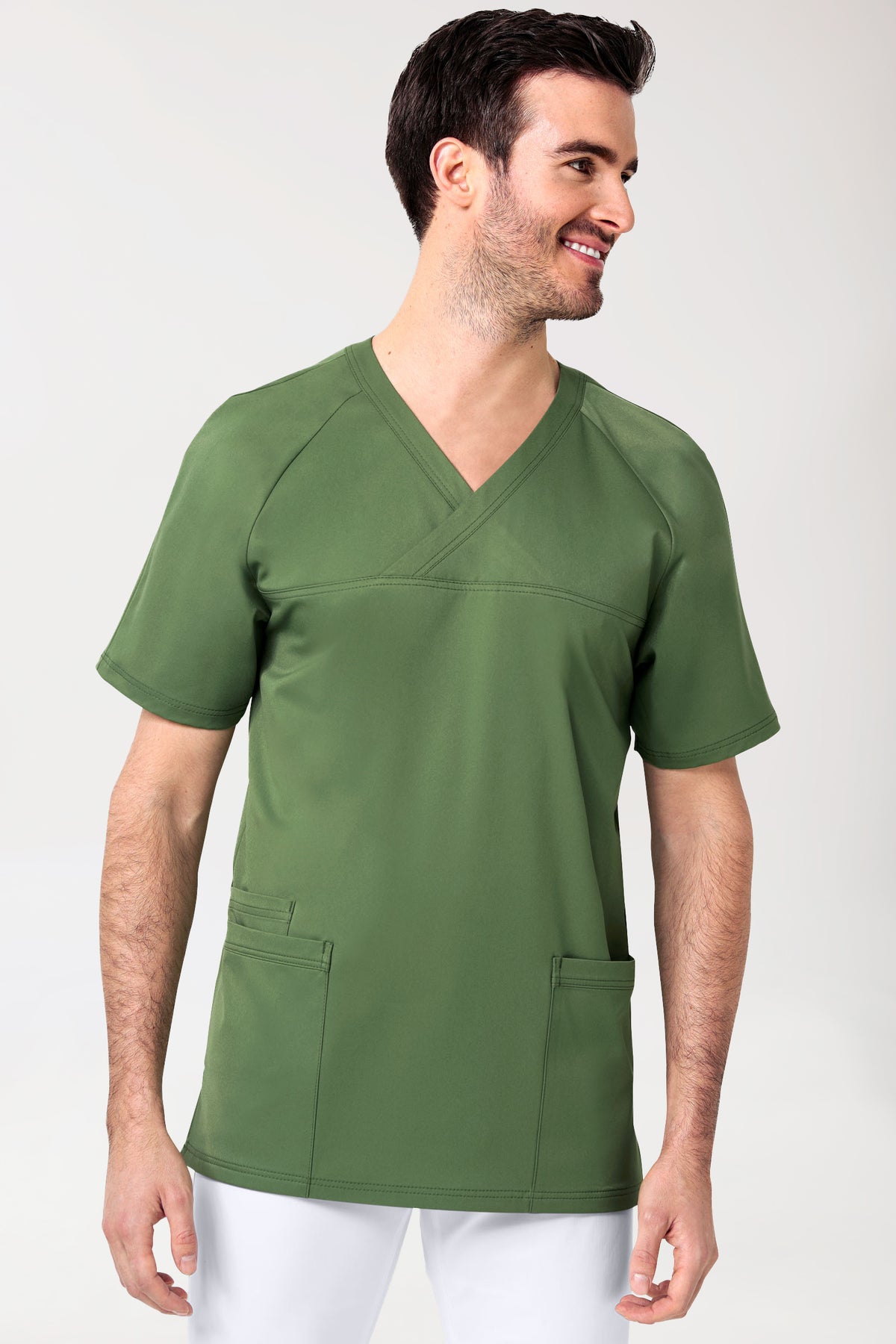 Move Stretch Tunique Homme - Col V vert prairie, Vue de face