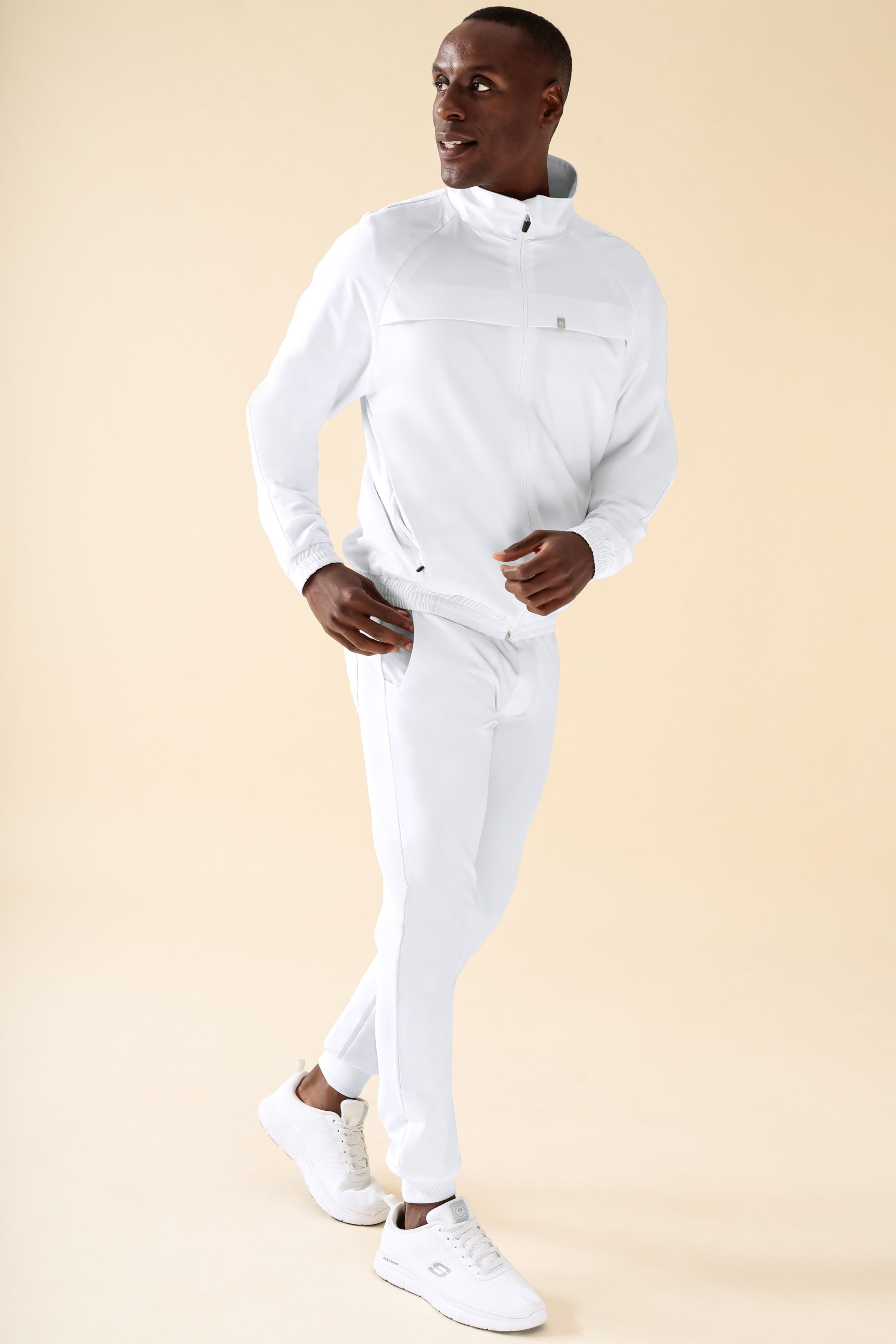 KAERE Veste blouson Homme - Poignet élastiqué blanc
