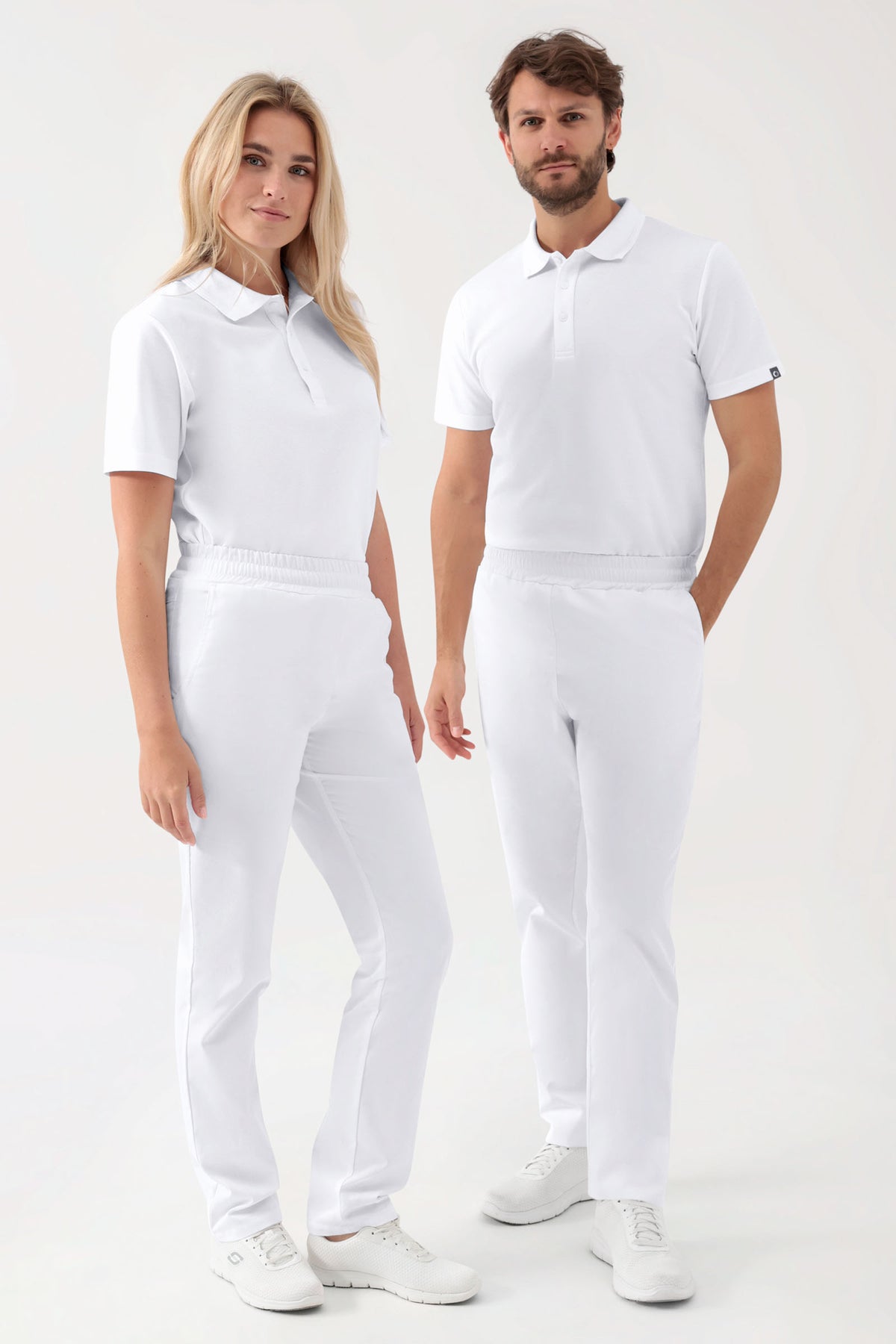 GREEN Pantalon Stretch mixte - Ceinture élastiquée blanc, Vue de face